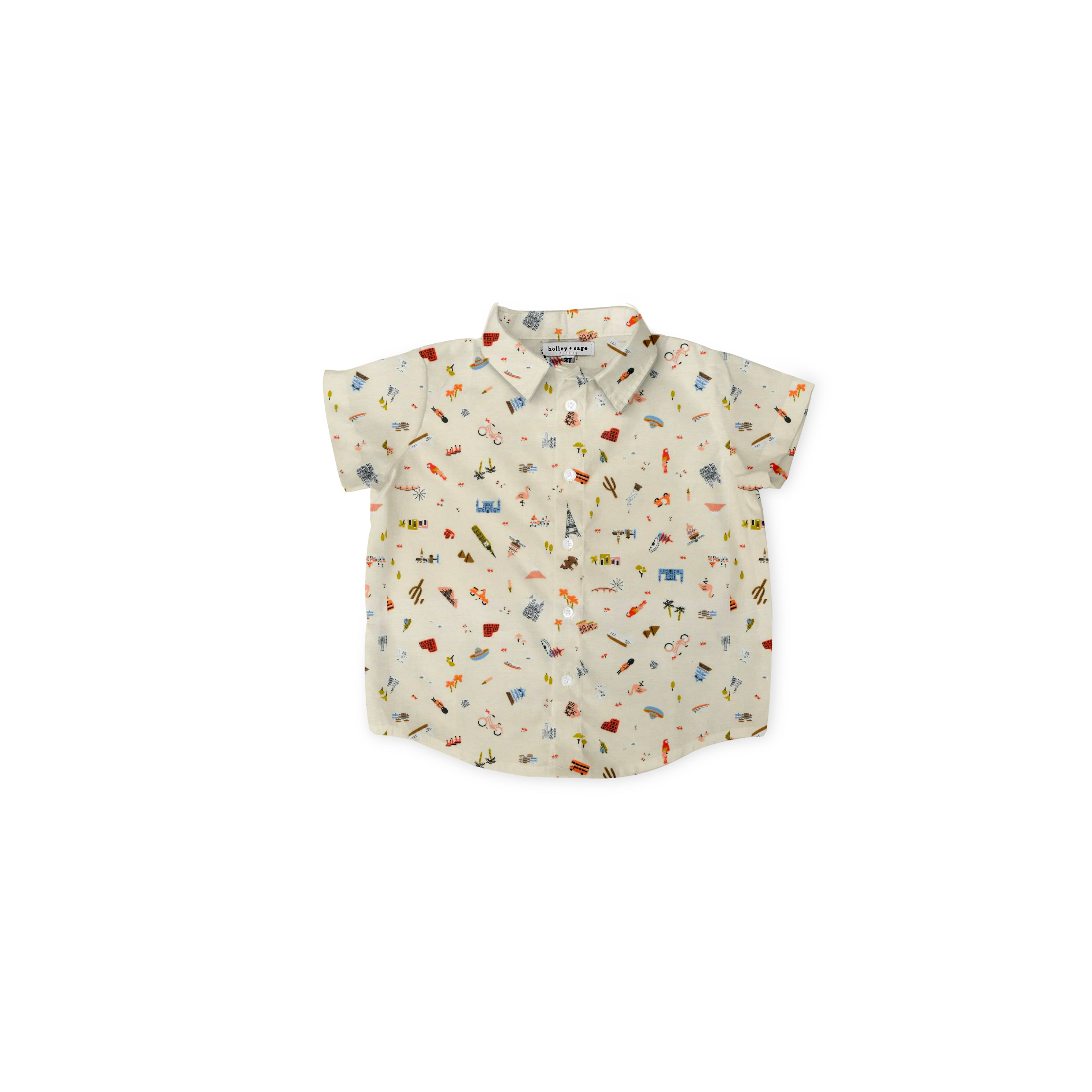 Travel Print - Button Up Shirt