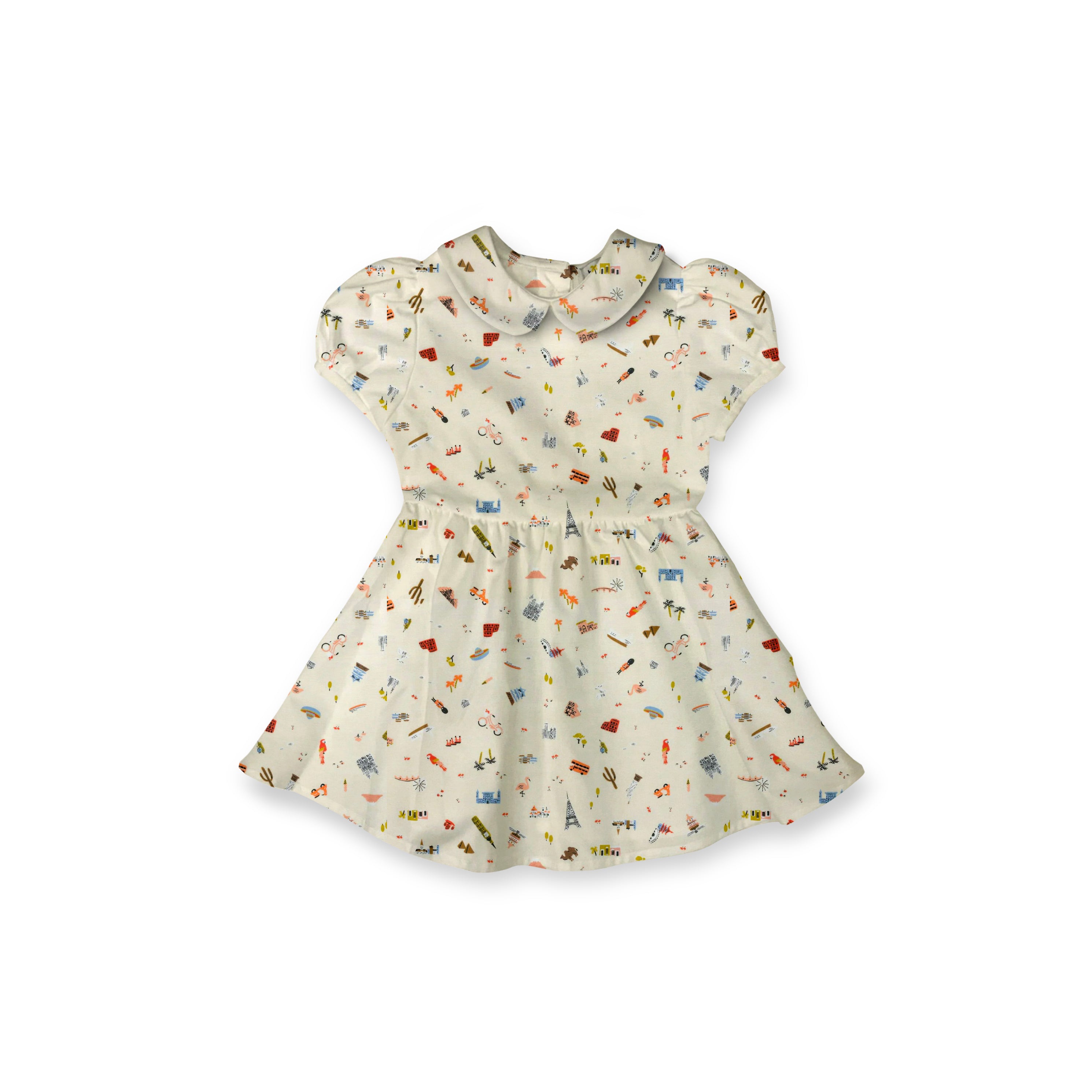 Travel Print - Vintage Style Basque Dress