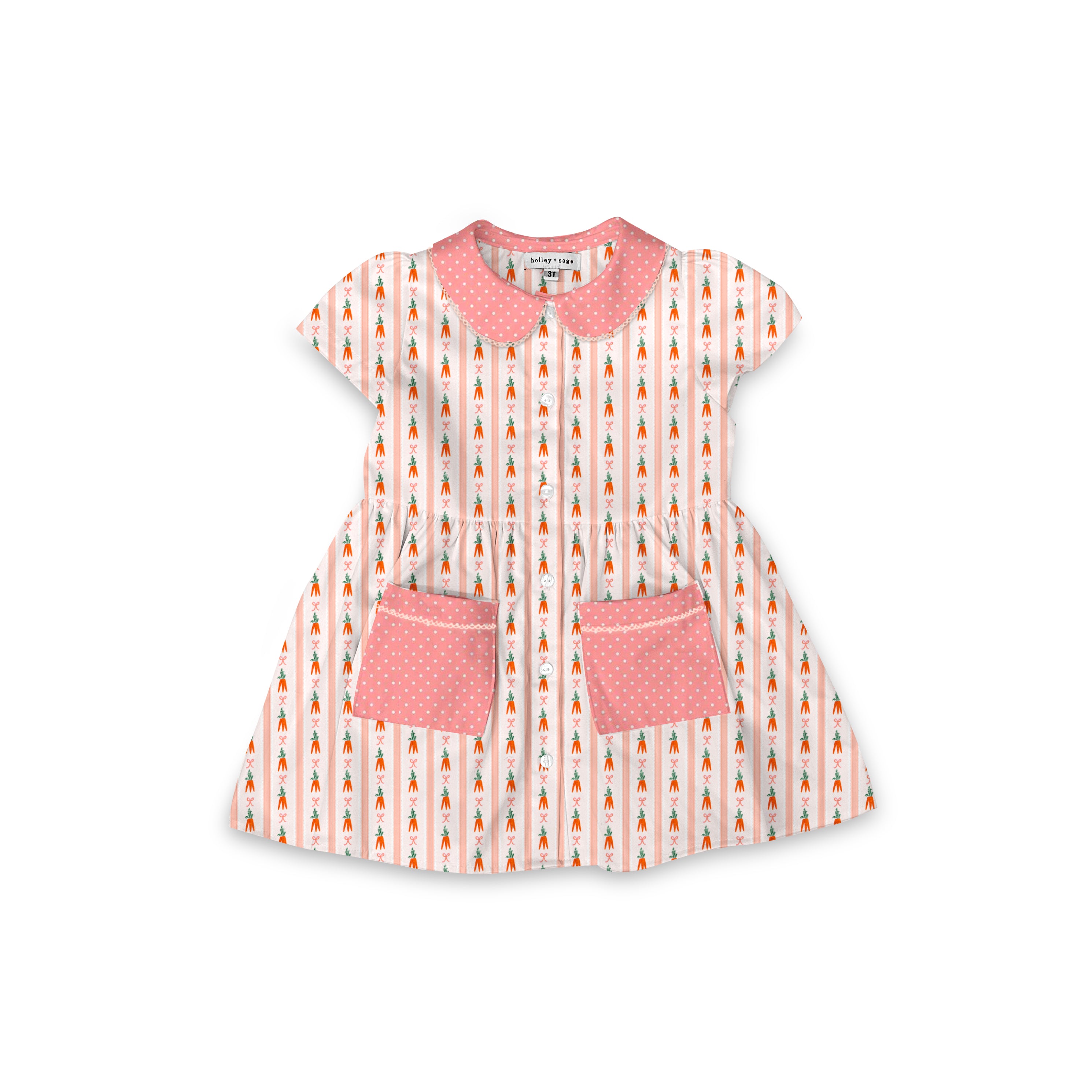 Carrots - Smock Collared Dress with Contrast Pockets and Collar