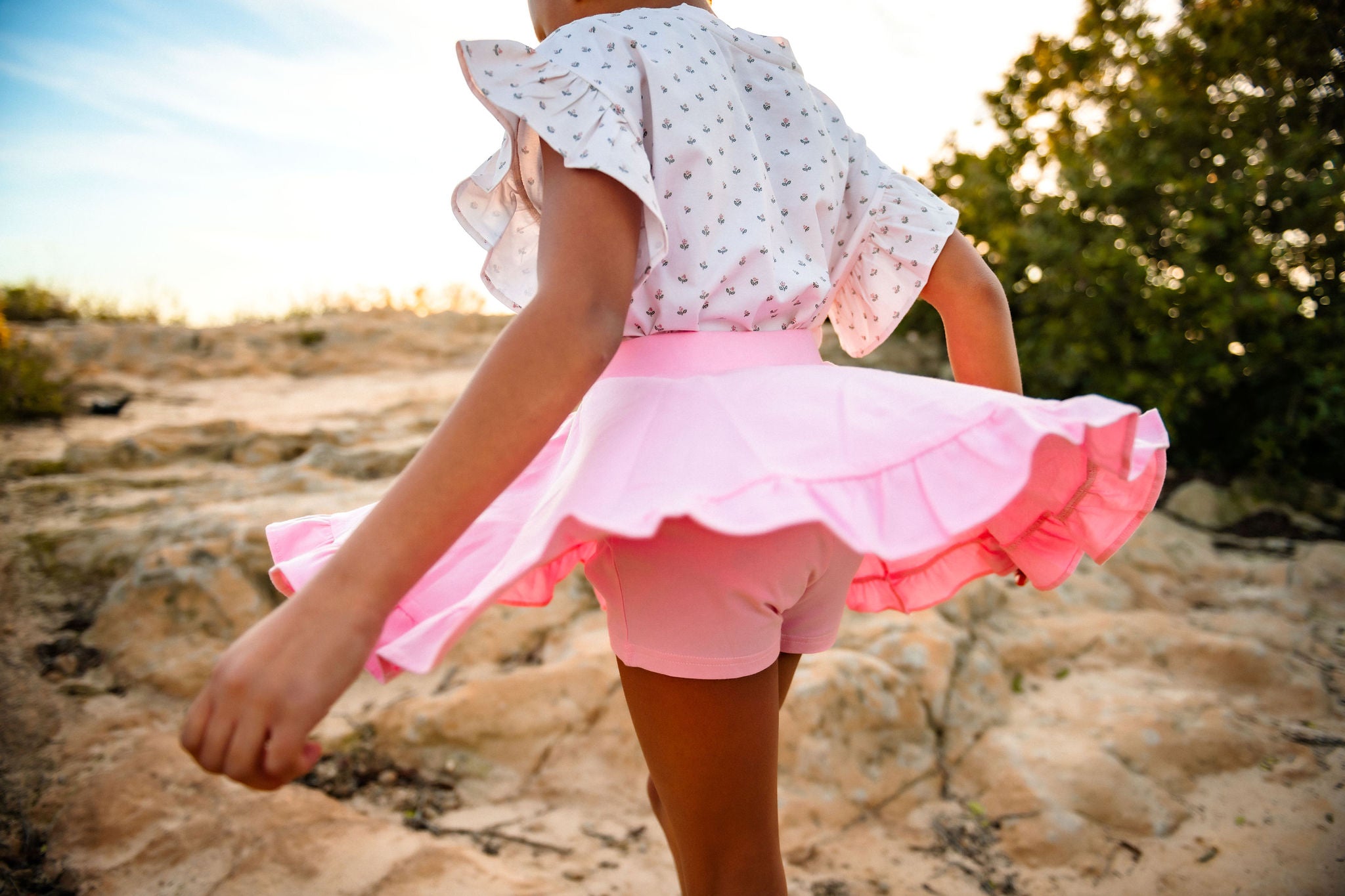 Ruffle Skort in Peony Pink
