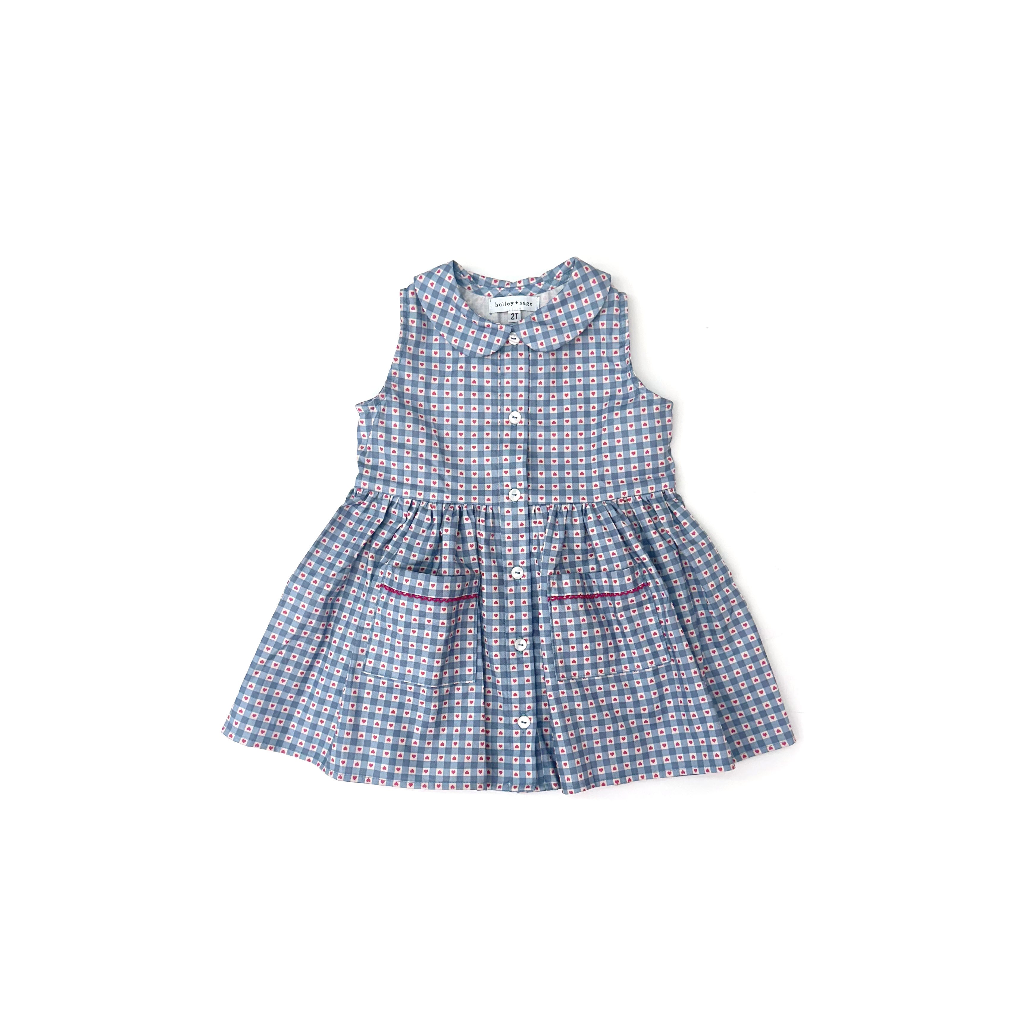 Heart Gingham - Smock Collared Dress