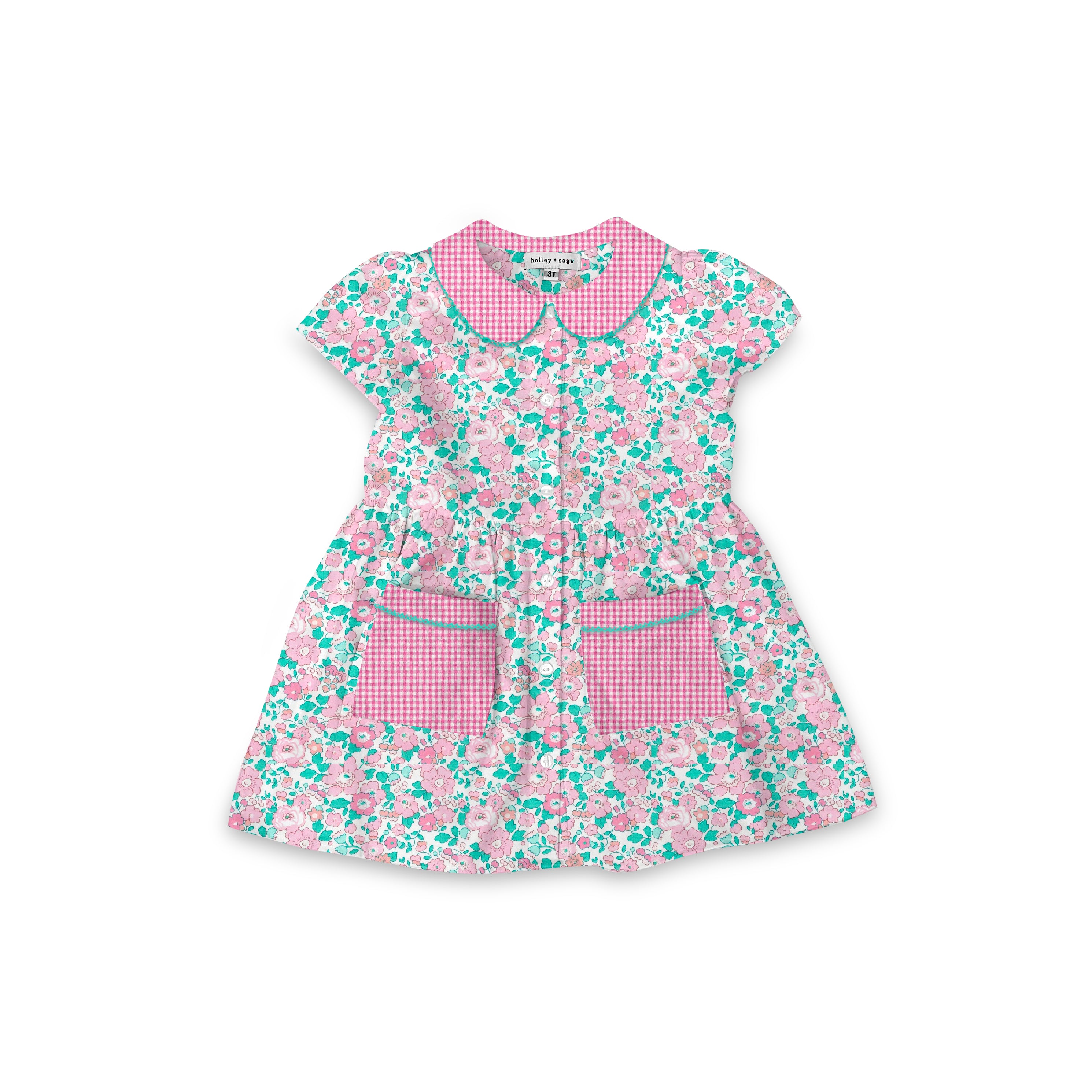 Pink Betsy - Smock Collared Dress with Contrast Pockets and Collar