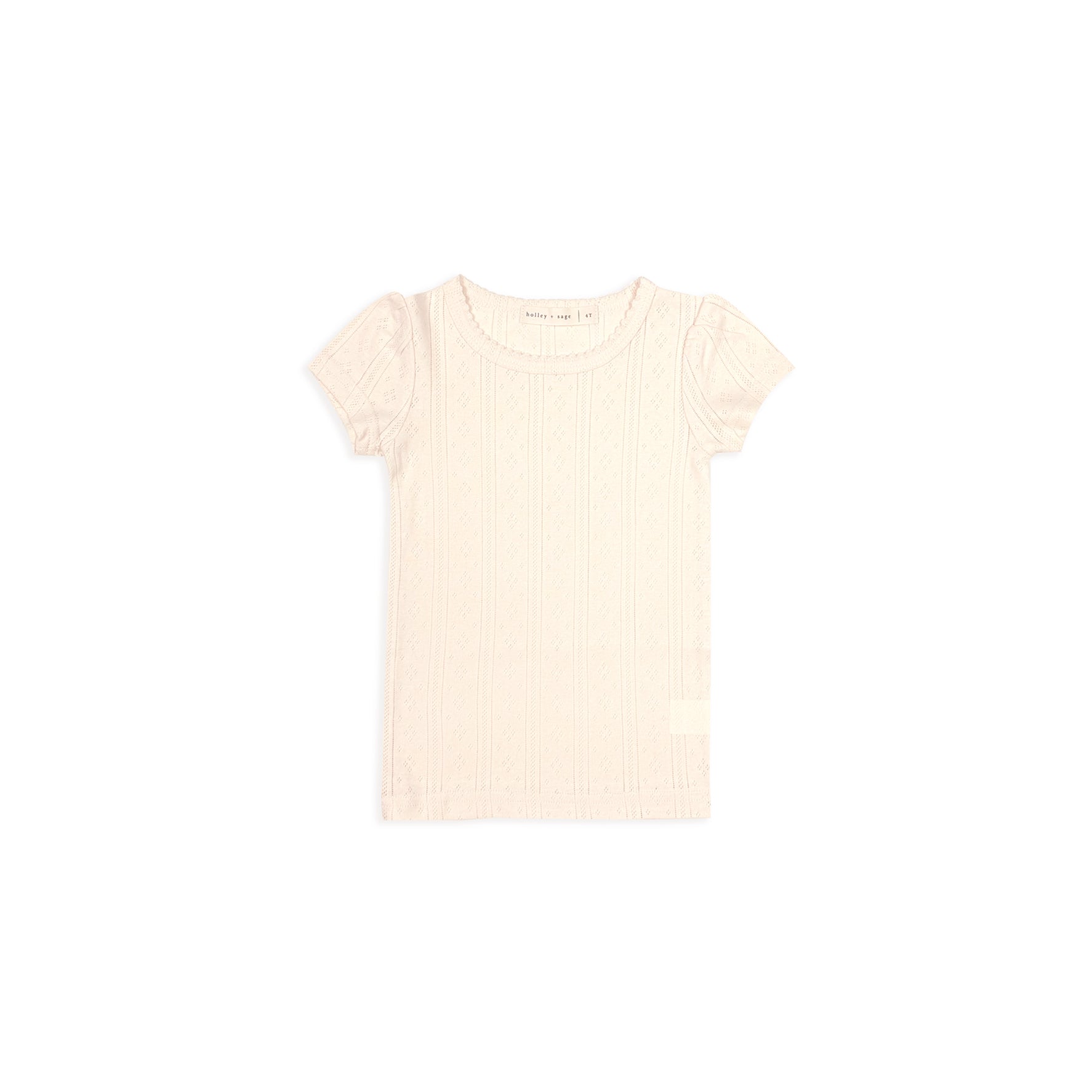 Pointelle Short Sleeve Tee in Vanilla