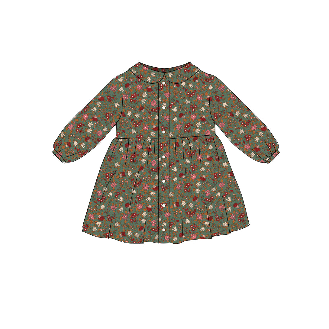 Autumn Berries - Smock Collared Dress