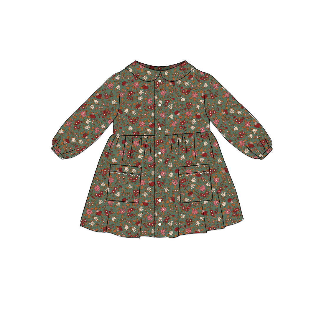 Autumn Berries - Smock Collared Dress