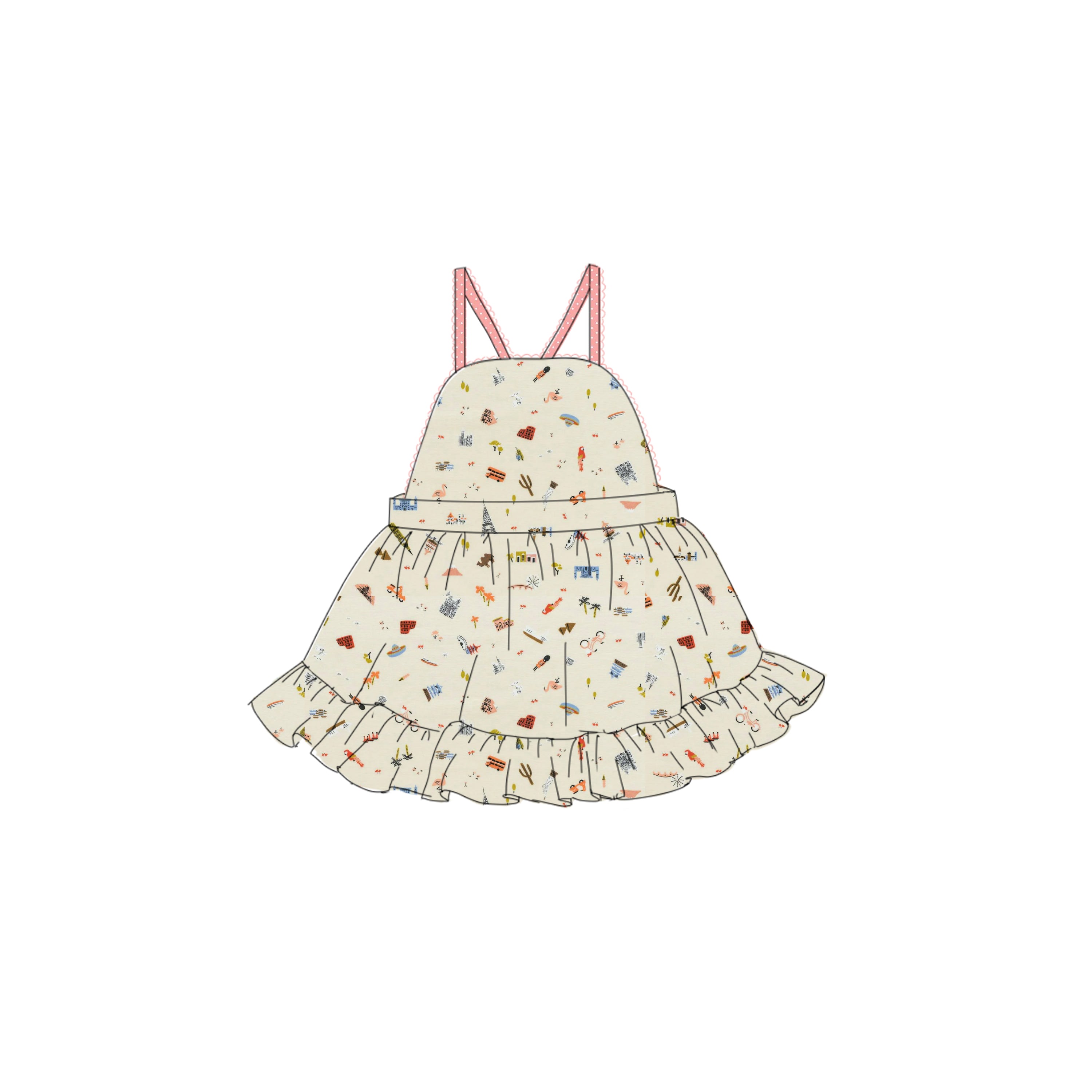 Travel Print - Party Dress