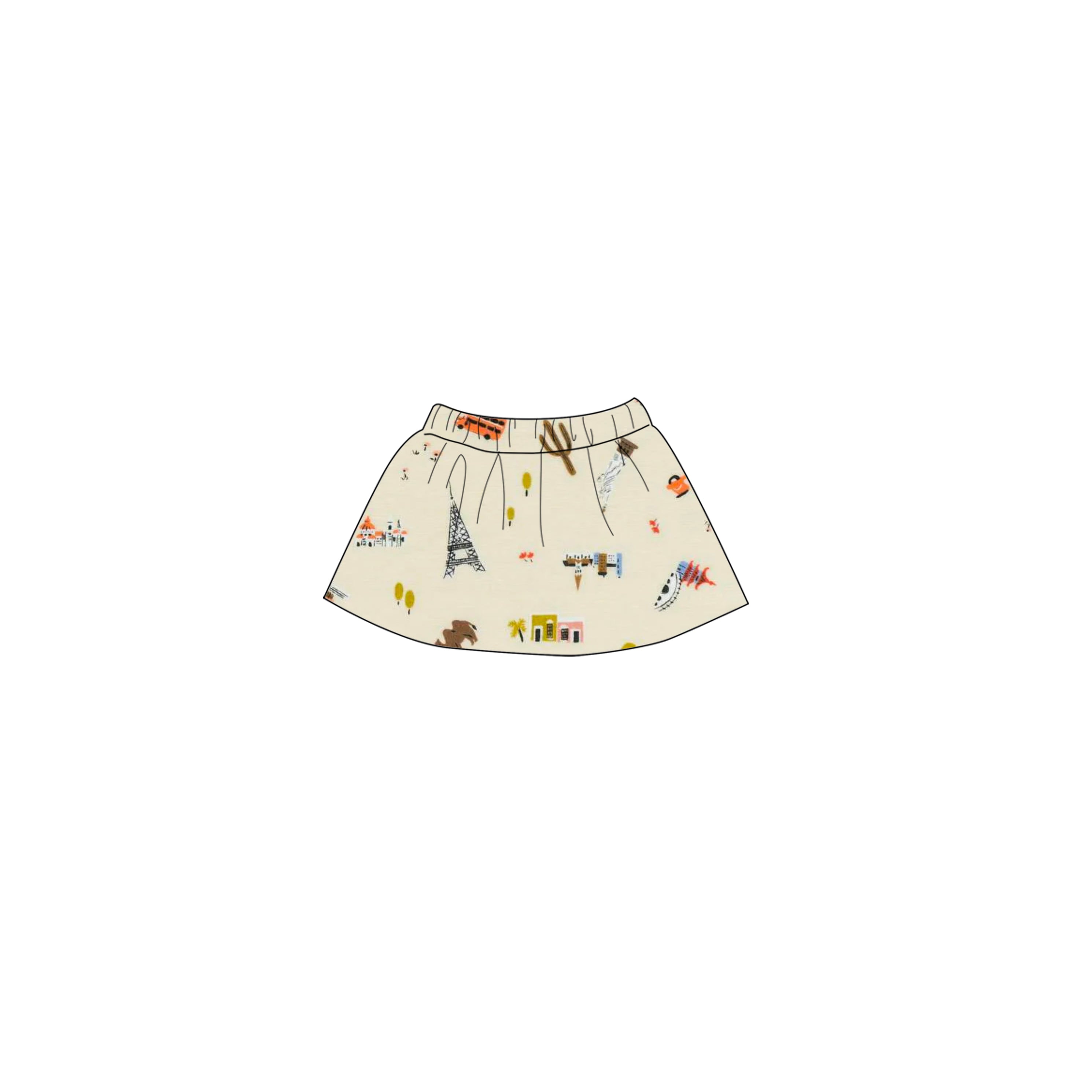 Travel Print - Doll Skirt