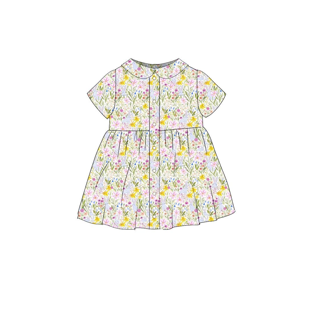 Bunny Flower - Smock Collared Dress