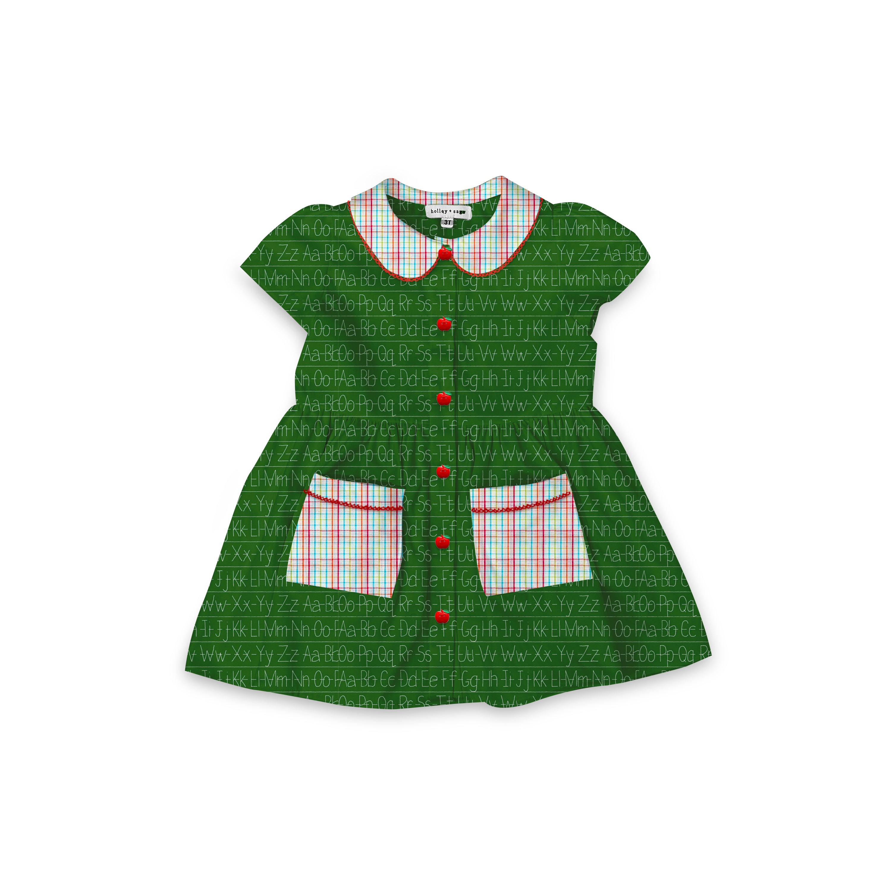 Chalkboard - Smock Collared Dress with Contrast Pockets and Collar