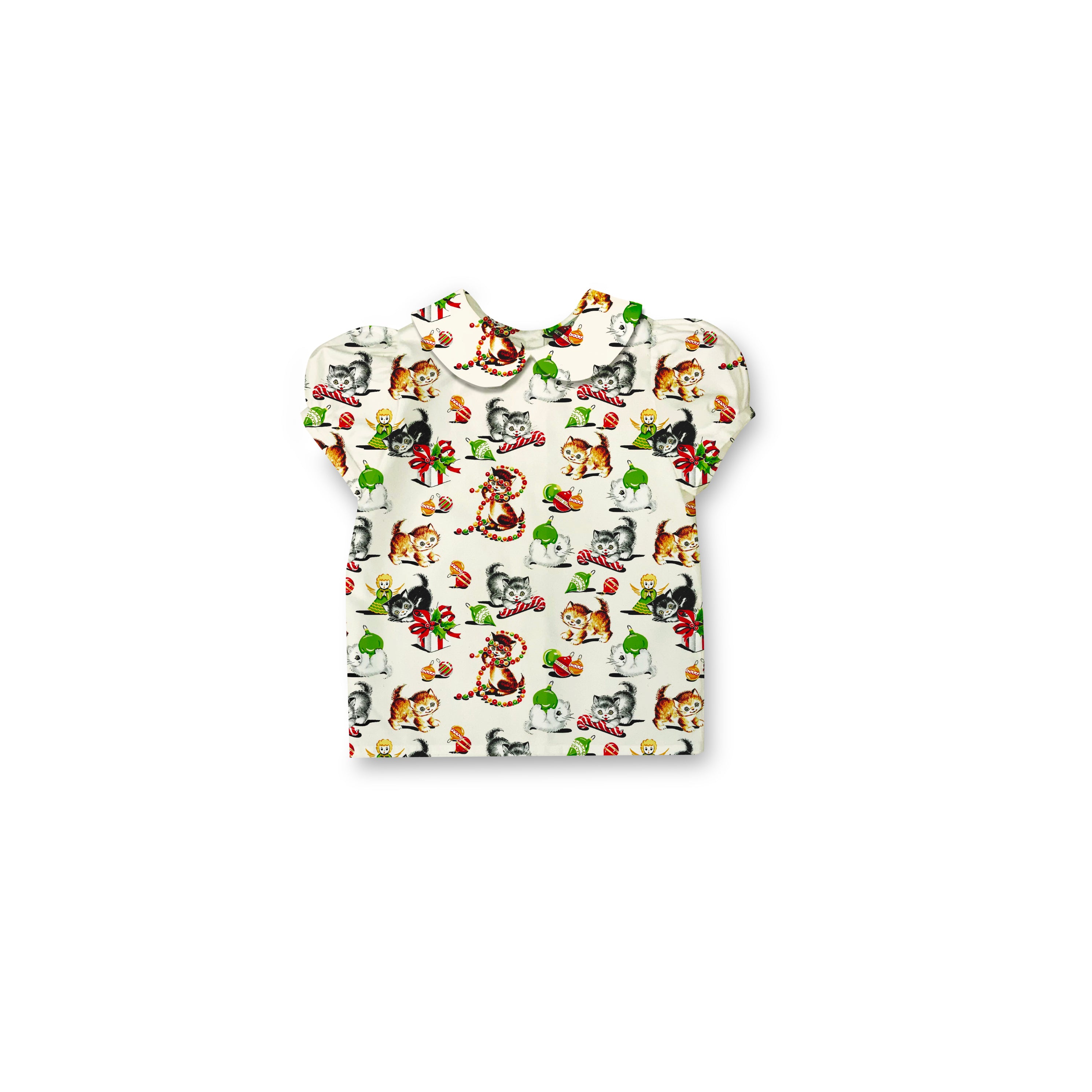 Christmas Kitties - Puff Sleeve Blouse