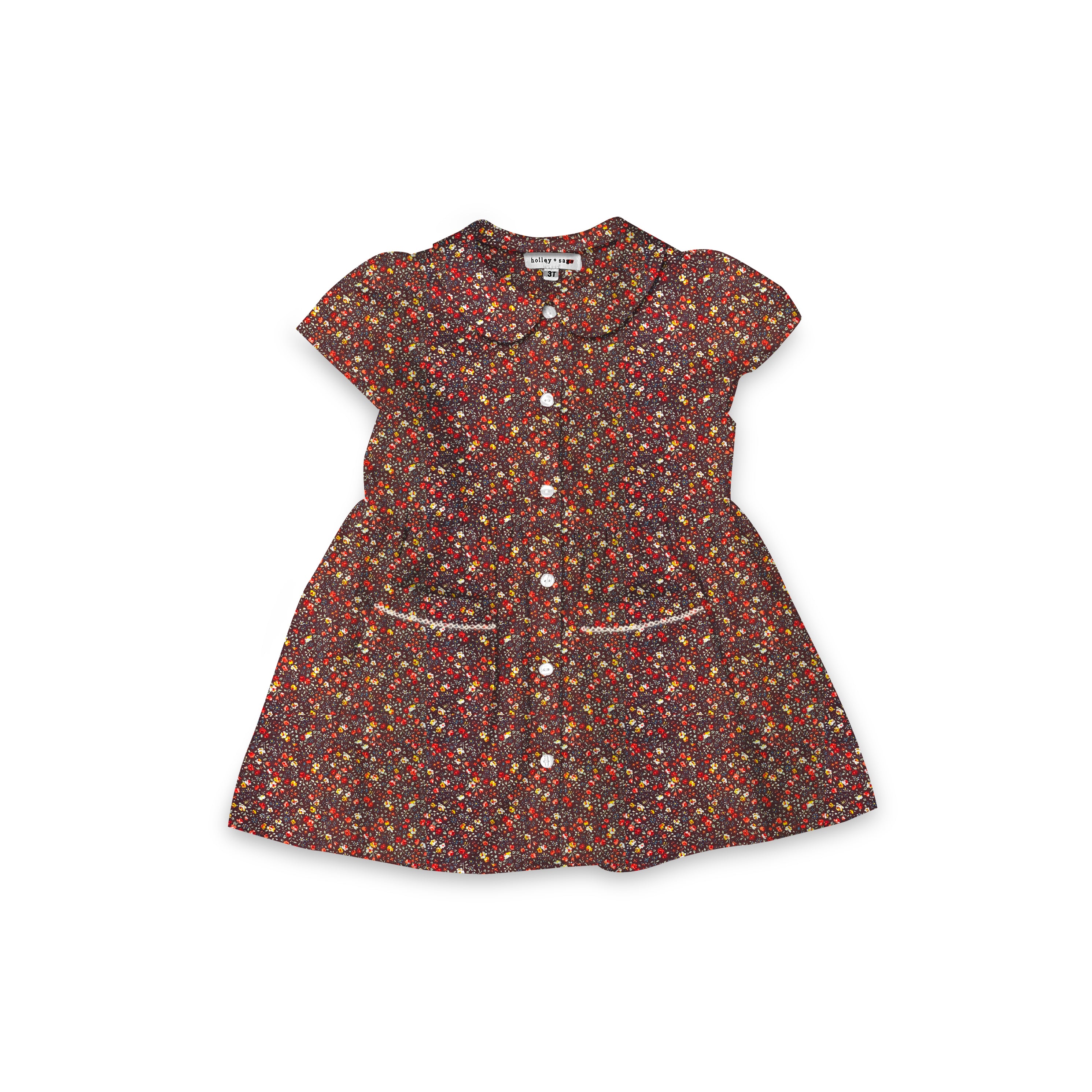 Ditsy Autumn Floral - Smock Collared Dress