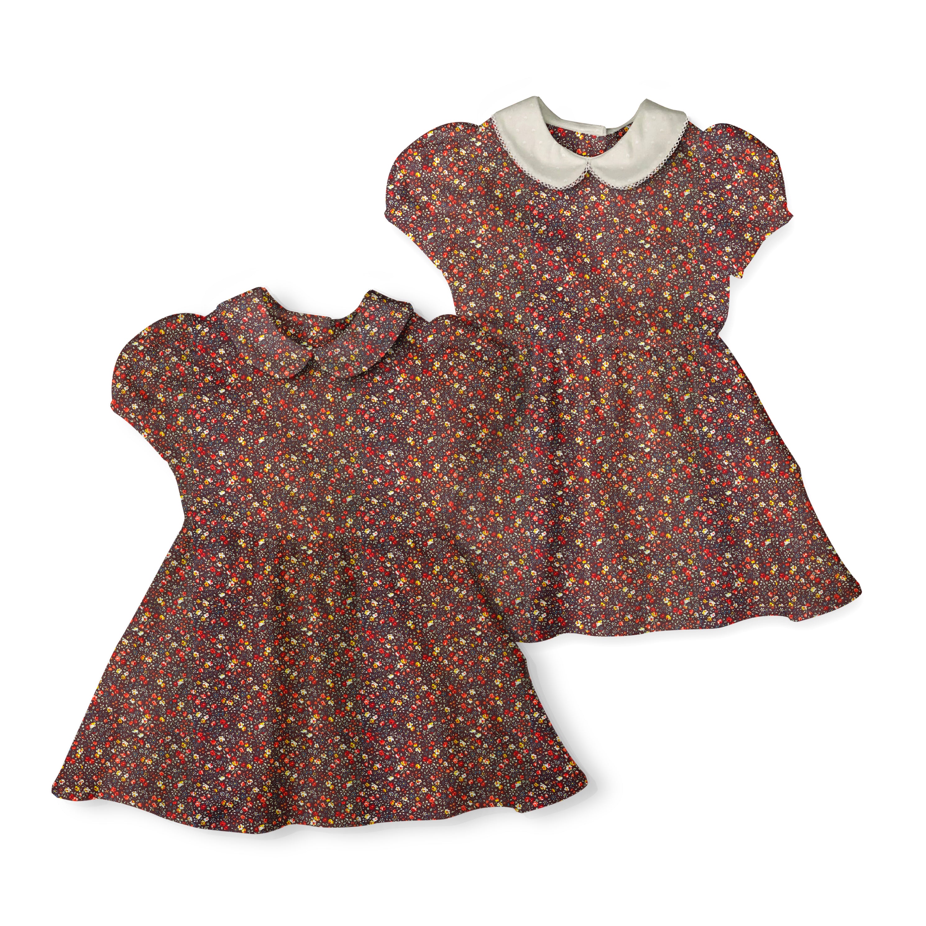 Ditsy Autumn Floral - Vintage Style Basque Dress