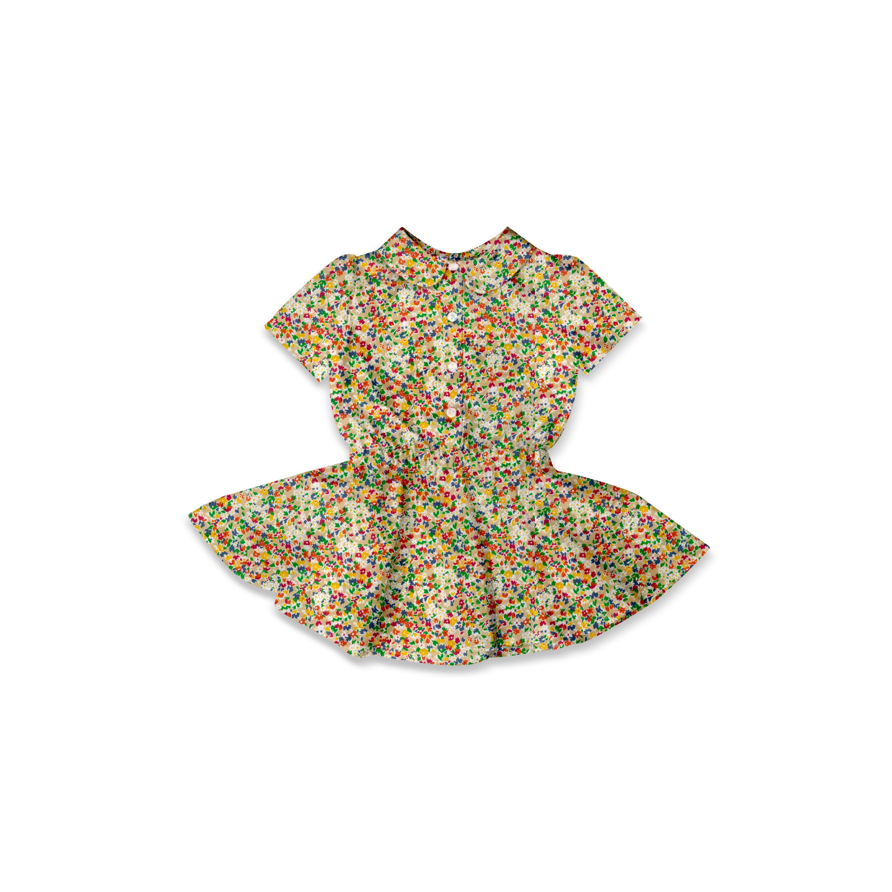 Primary Floral - Button Front Twirl Dress