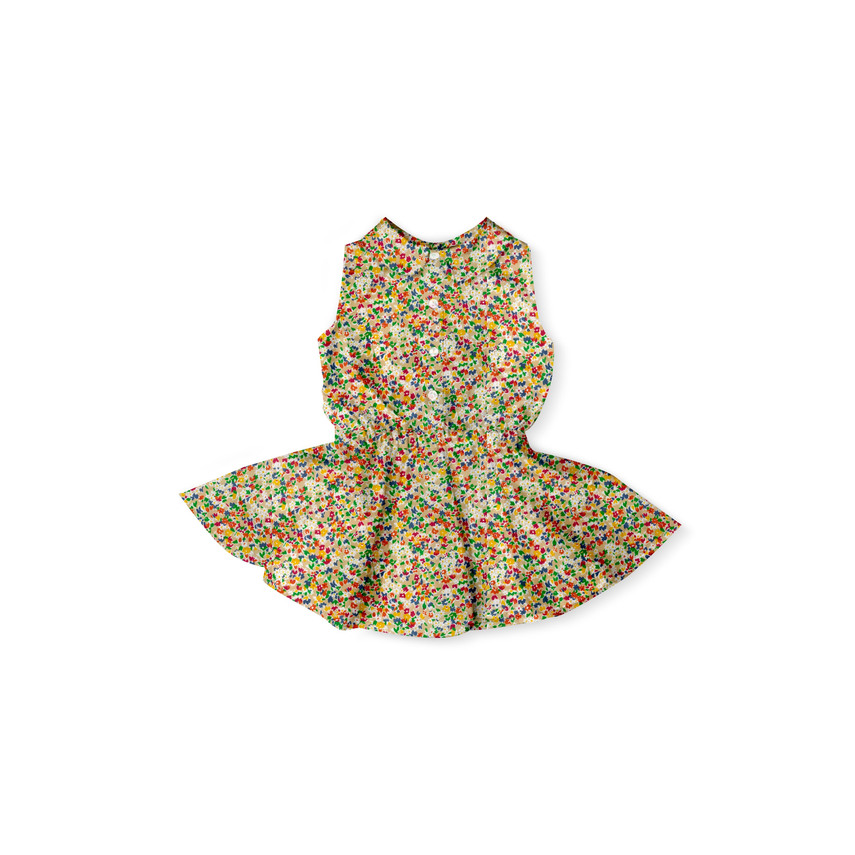 Primary Floral - Button Front Twirl Dress