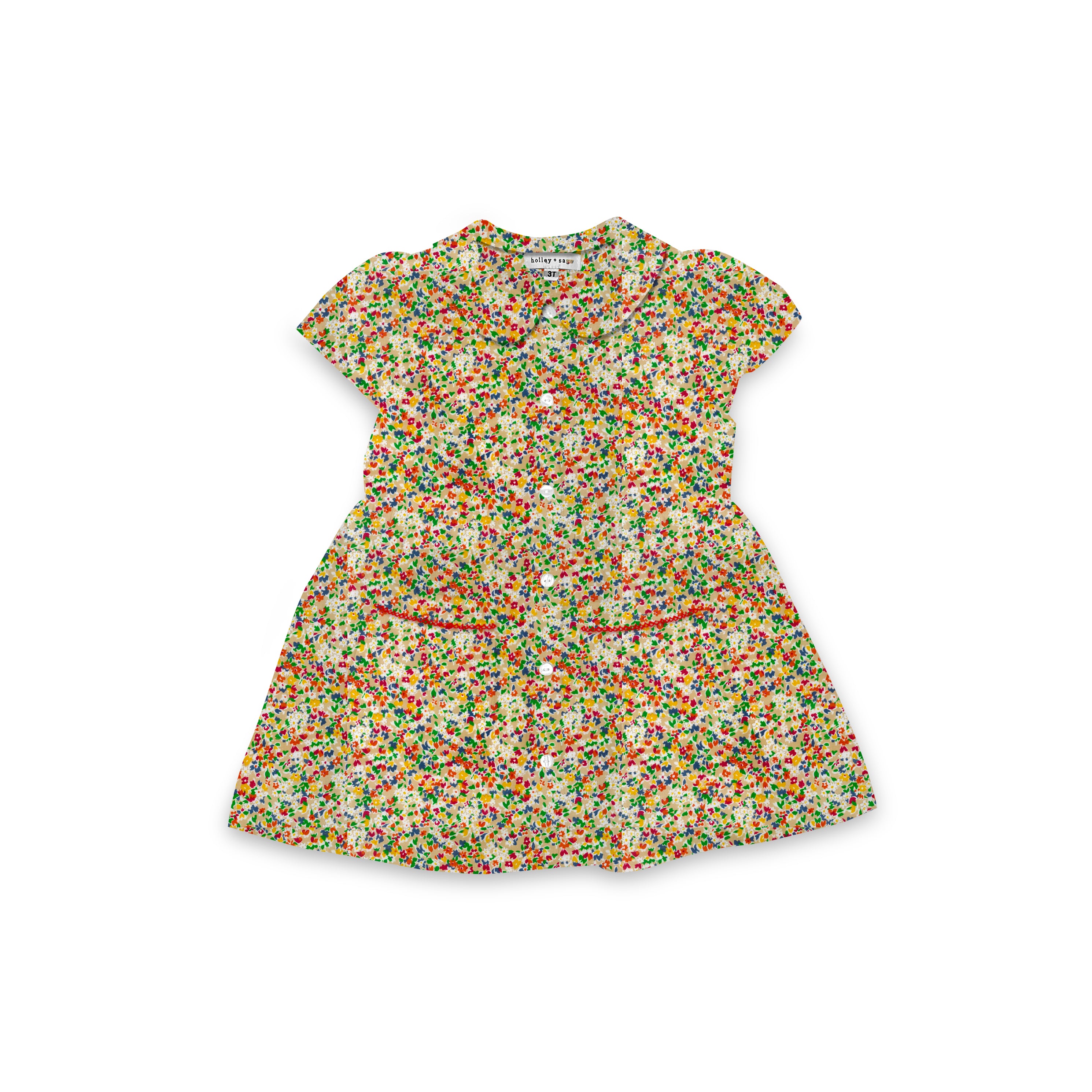 Primary Floral - Smock Collared Dress