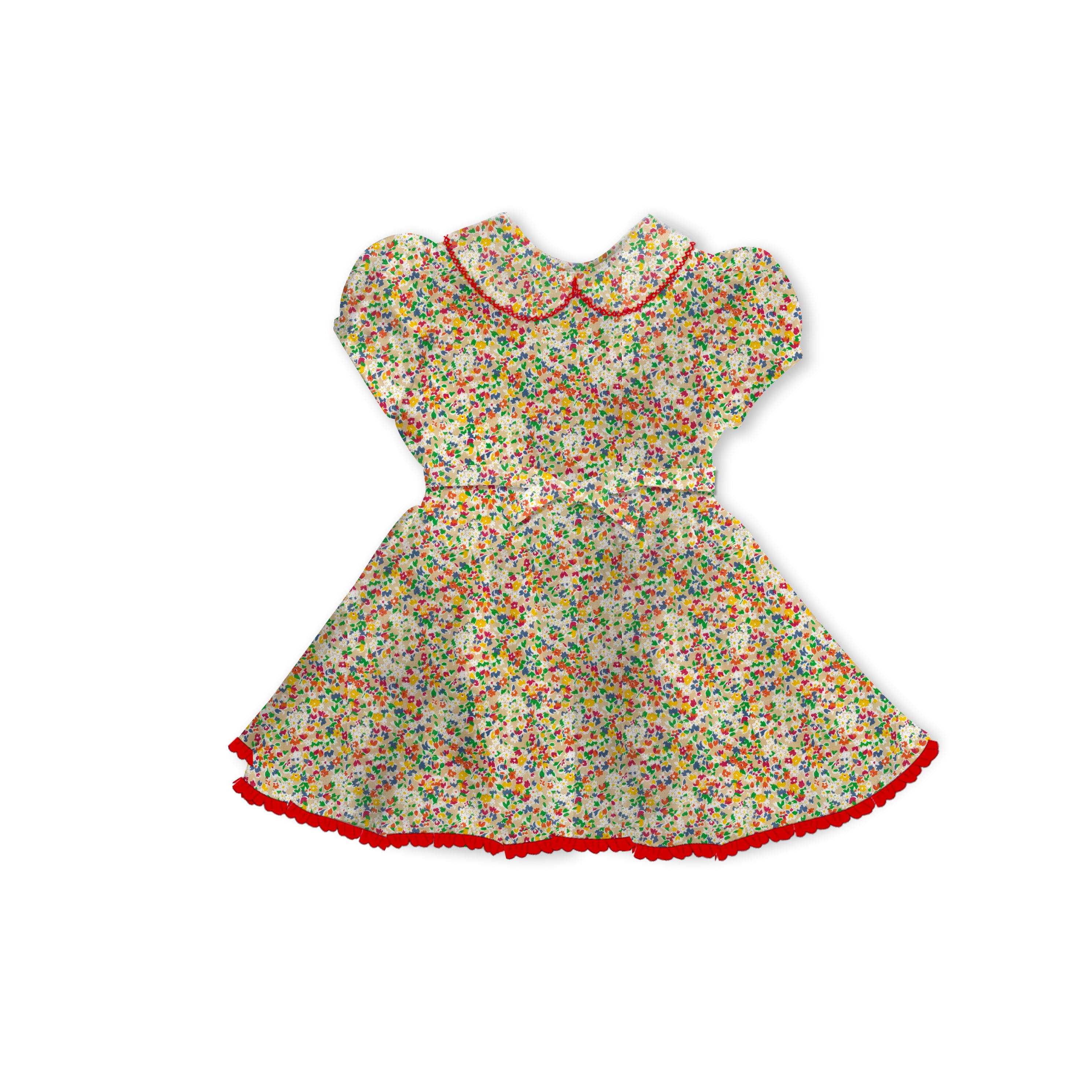 Primary Floral - Tea Basque Dress