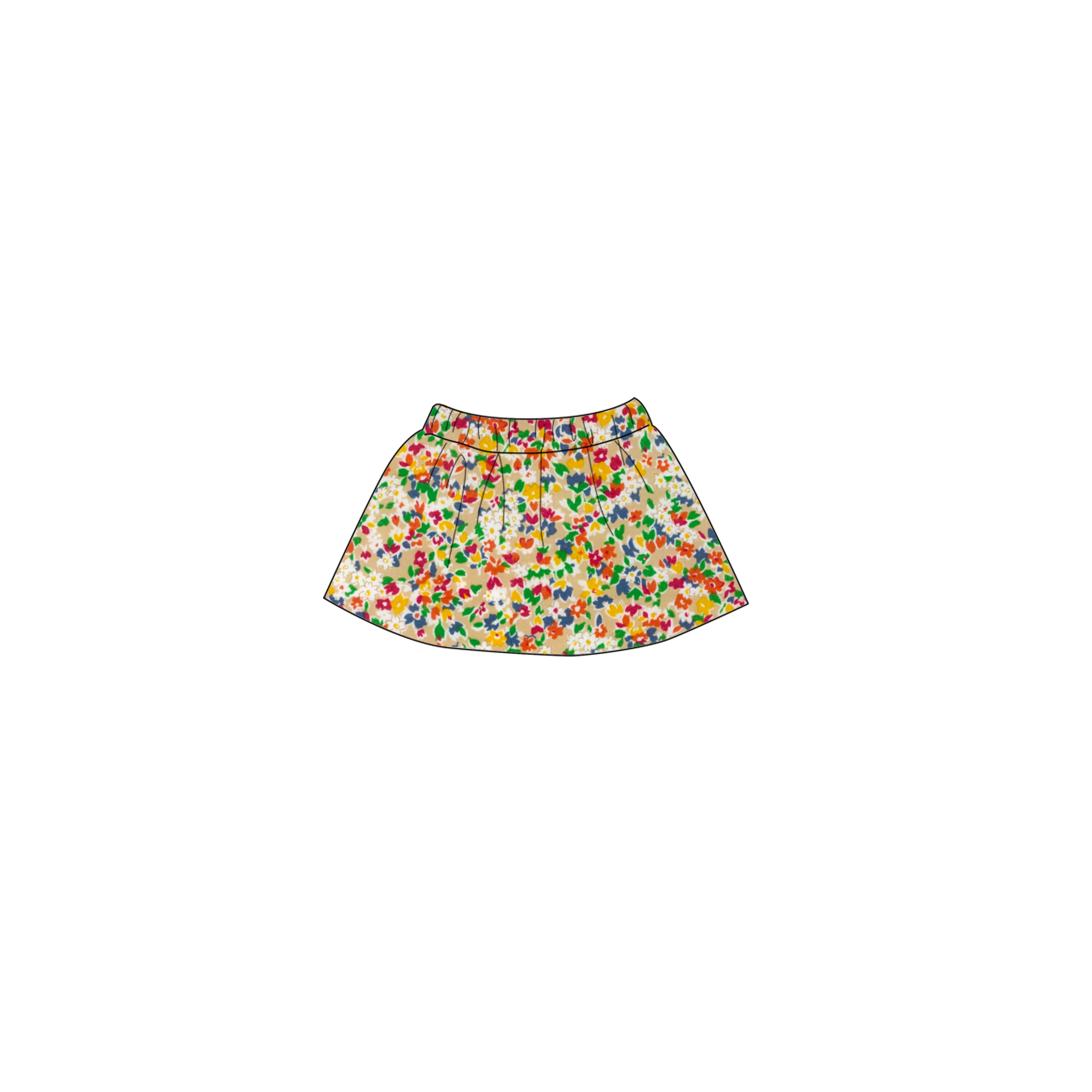 Primary Floral - Doll Skirt