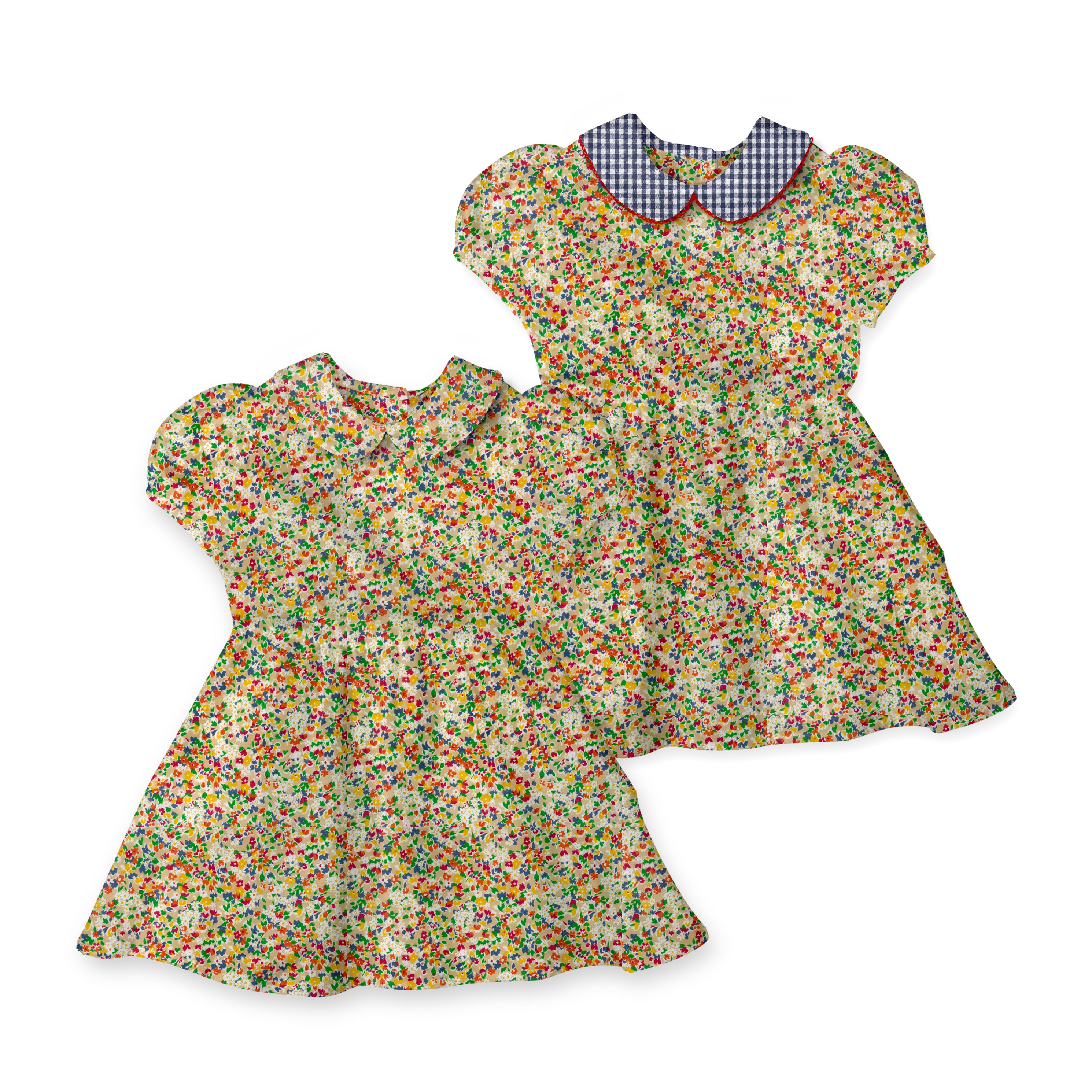 Primary Floral - Vintage Style Basque Dress