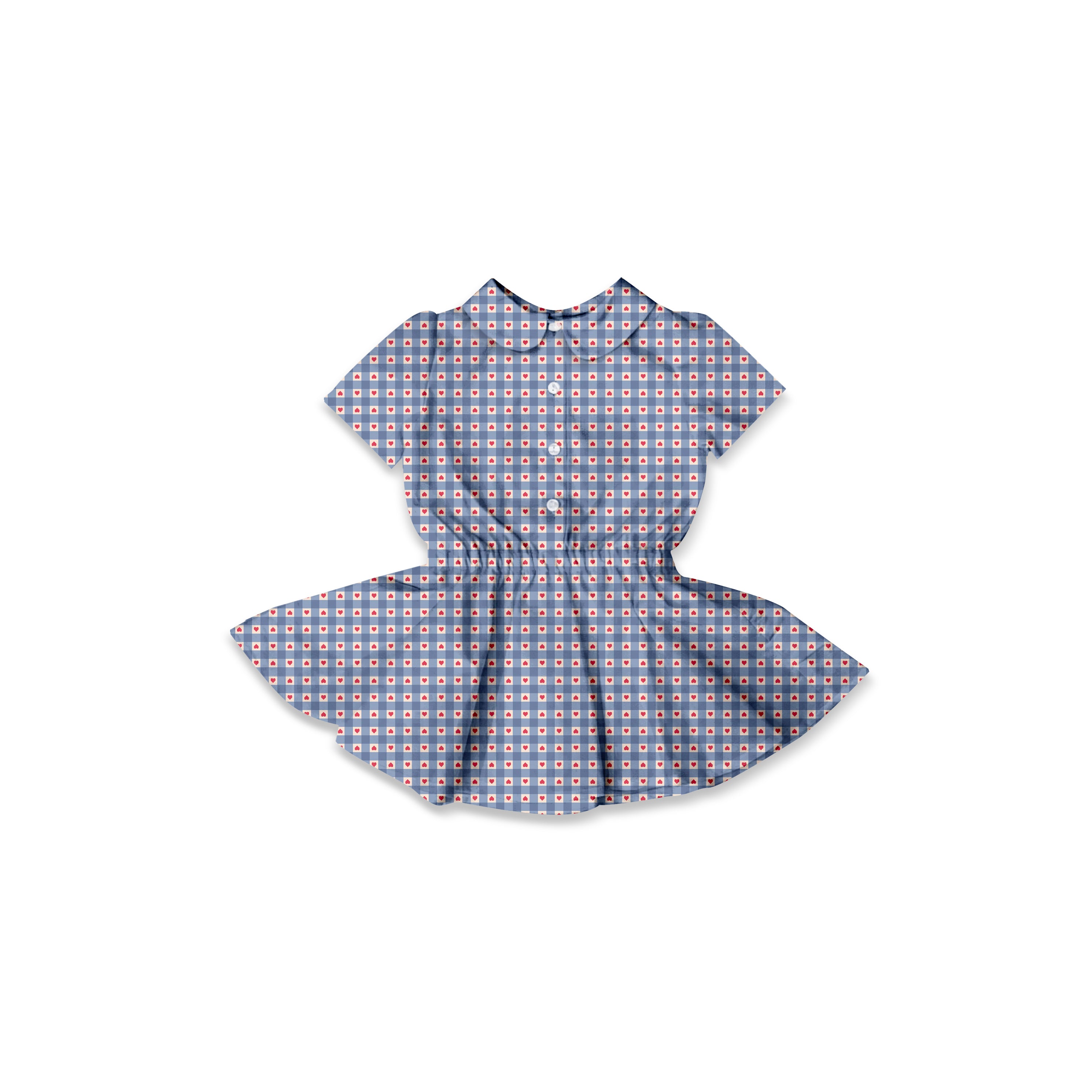 Heart Gingham - Button Front Twirl Dress