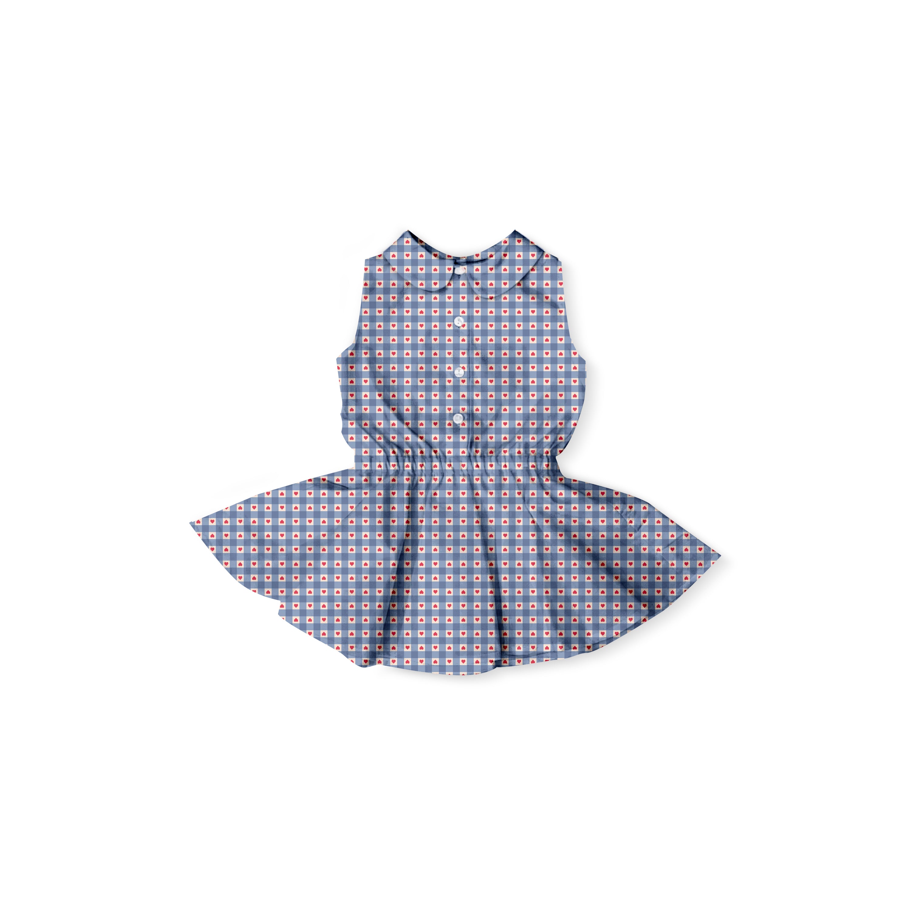 Heart Gingham - Button Front Twirl Dress