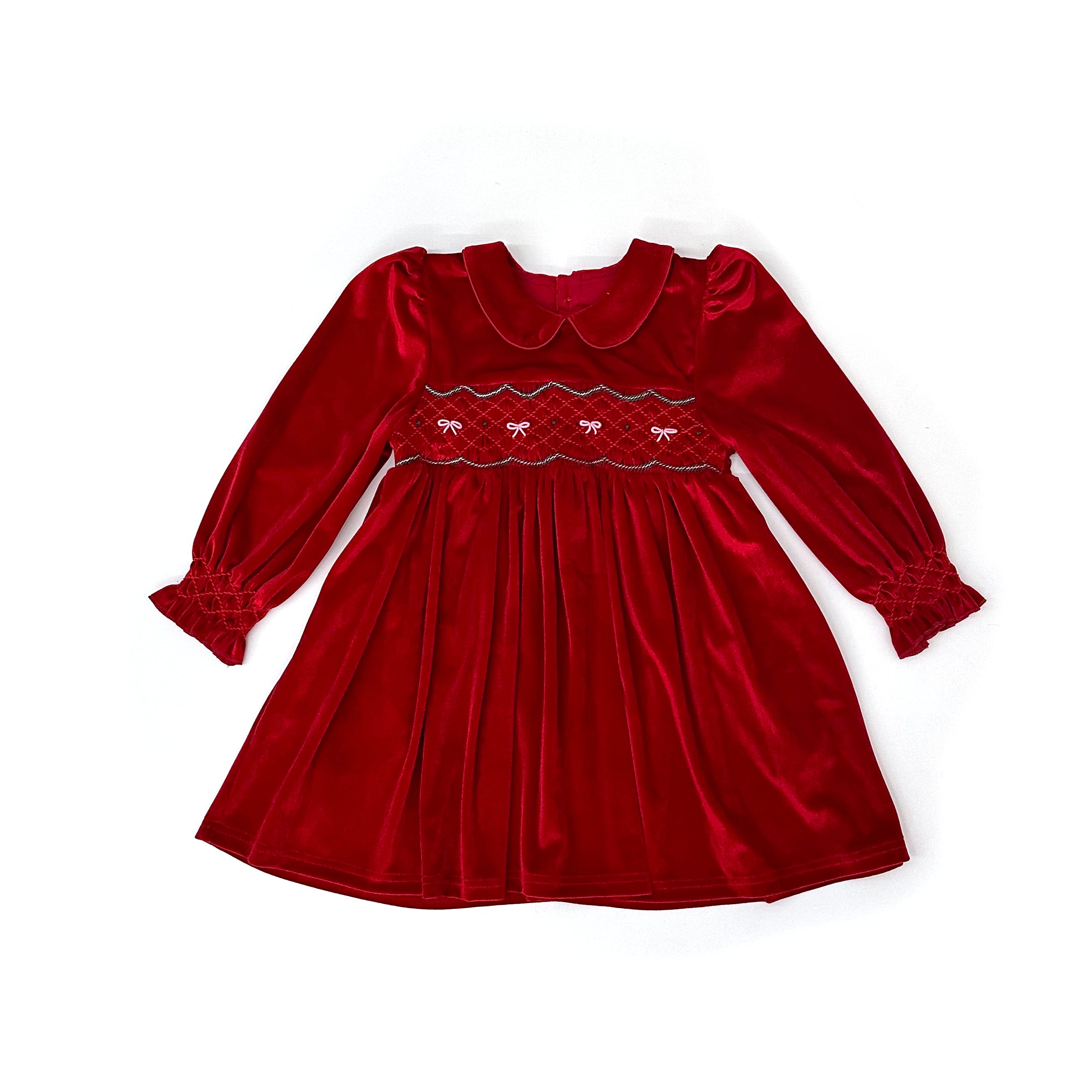 SAMPLE SALE, Holiday Velvet Smocked Dress, 4T