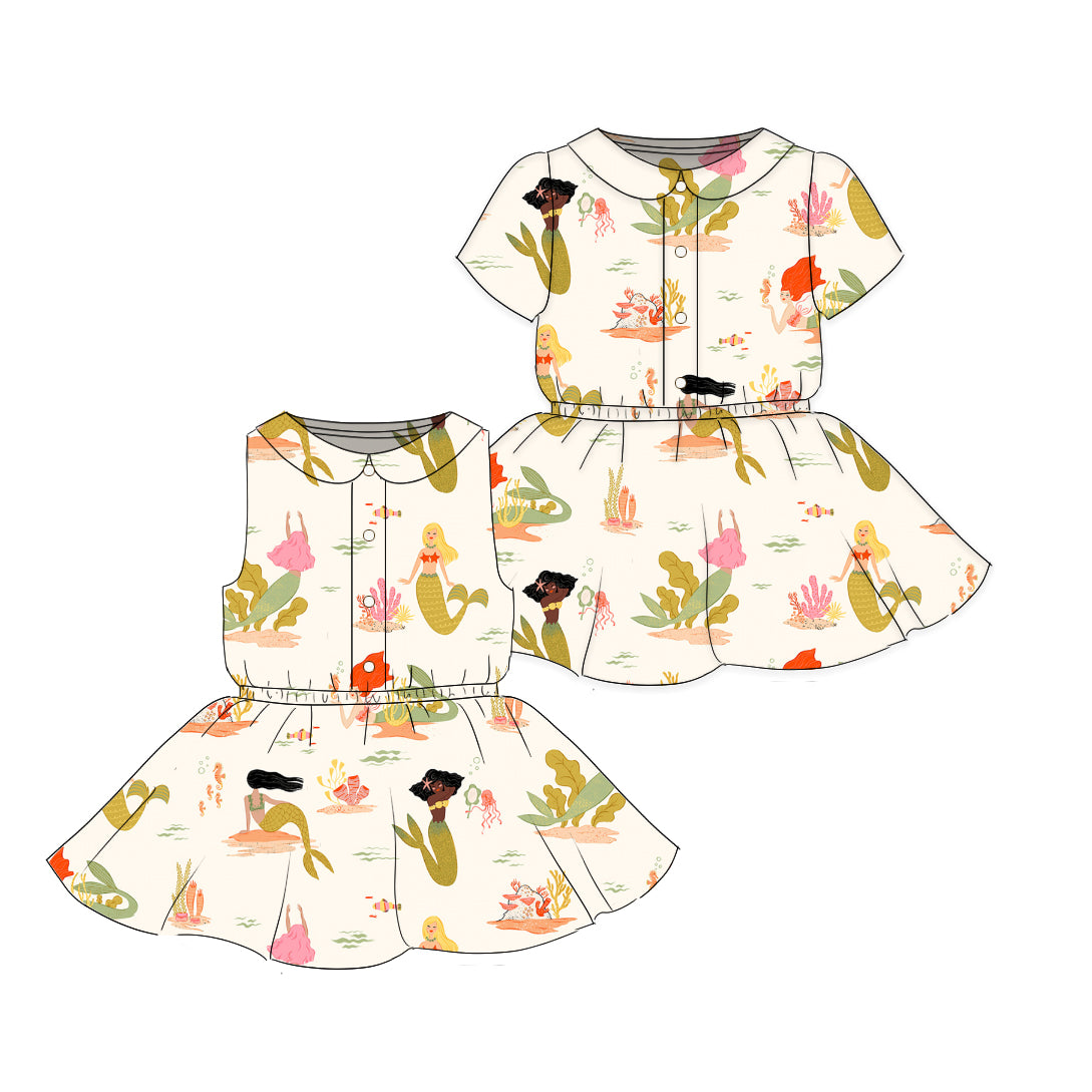 Mermaids - Button Front Twirl Dress