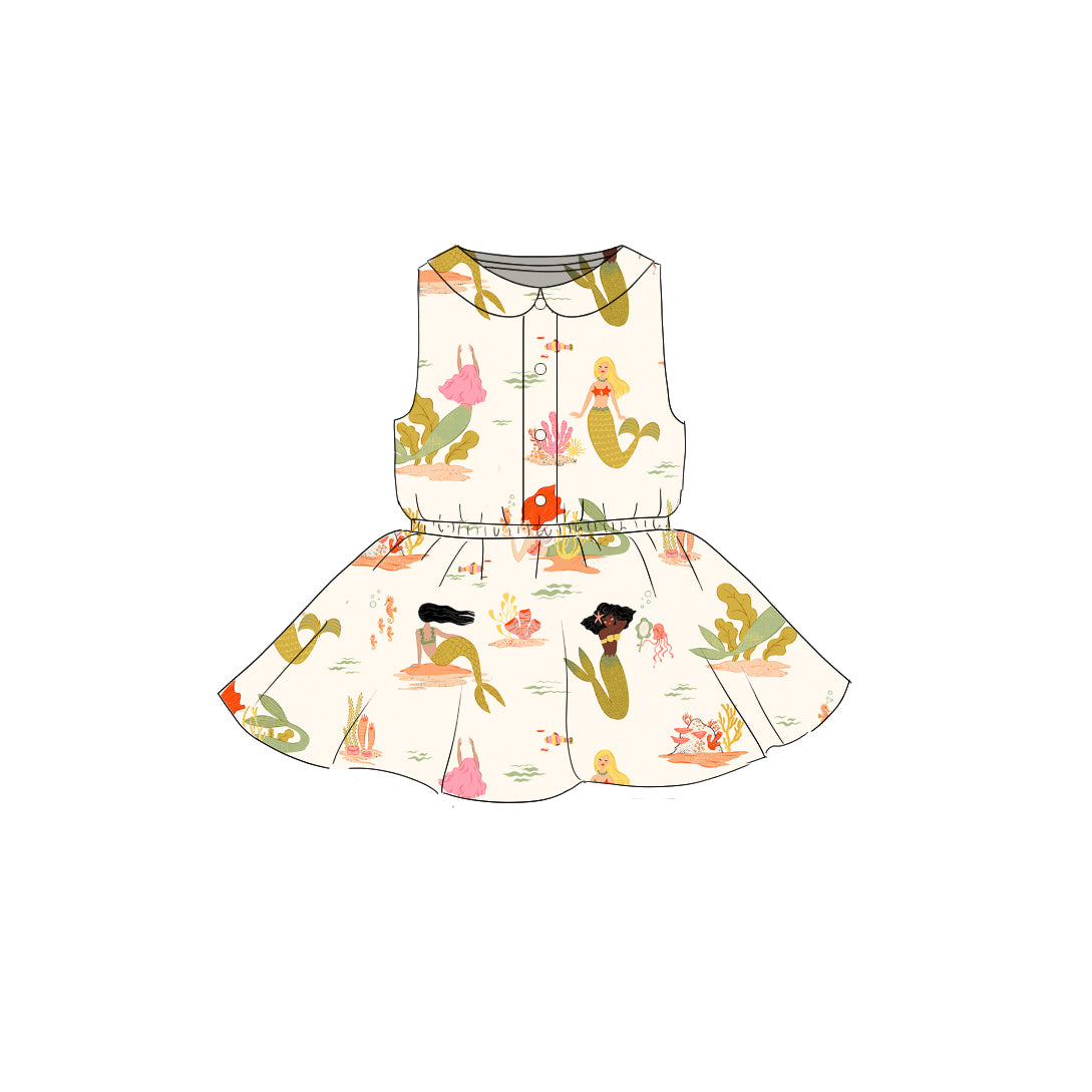 Mermaids - Button Front Twirl Dress