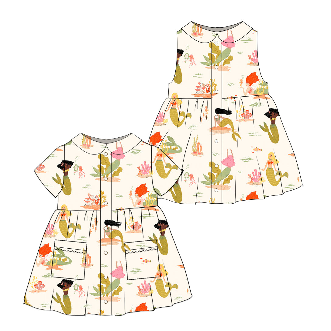 Mermaids - Smock Collared Dress