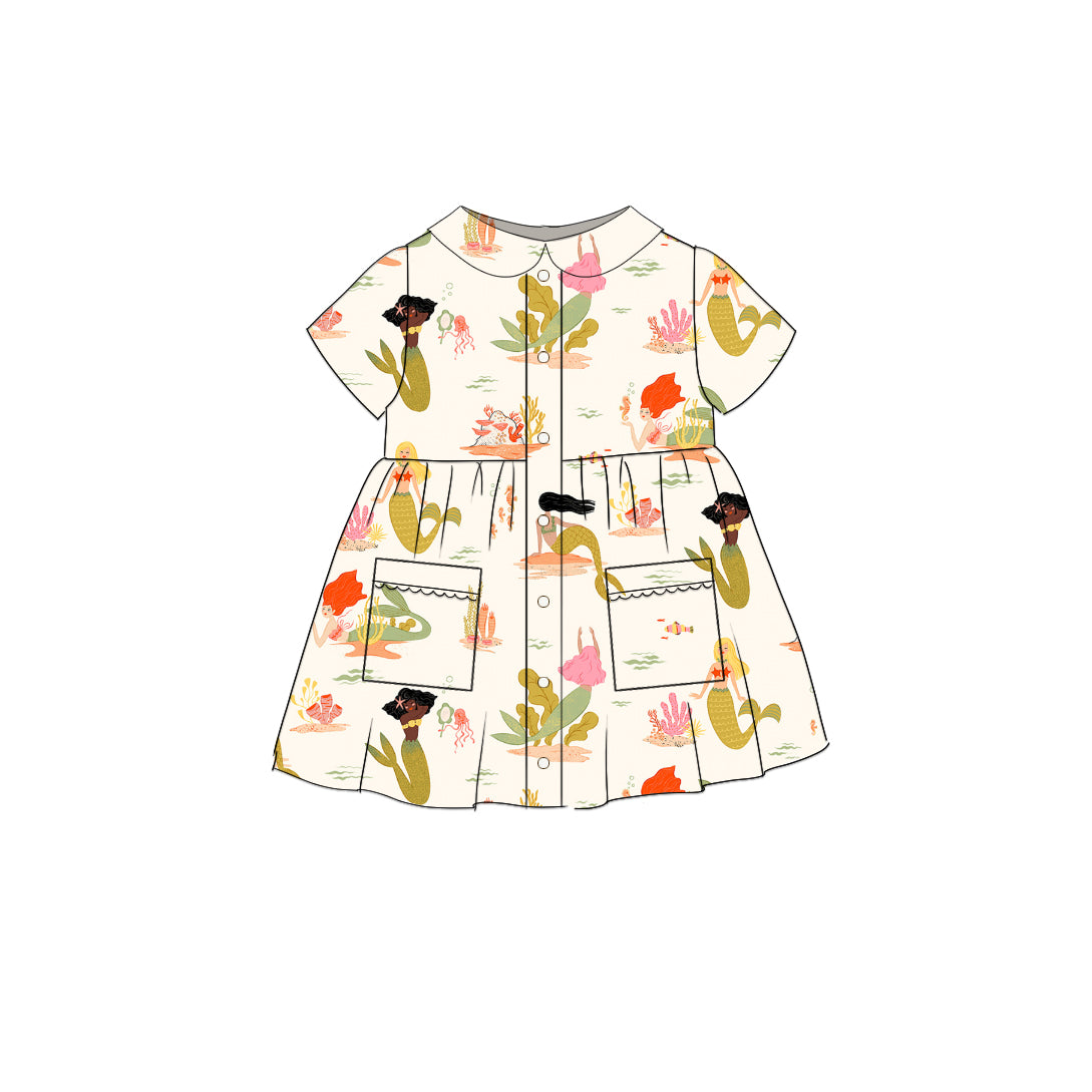 Mermaids - Smock Collared Dress