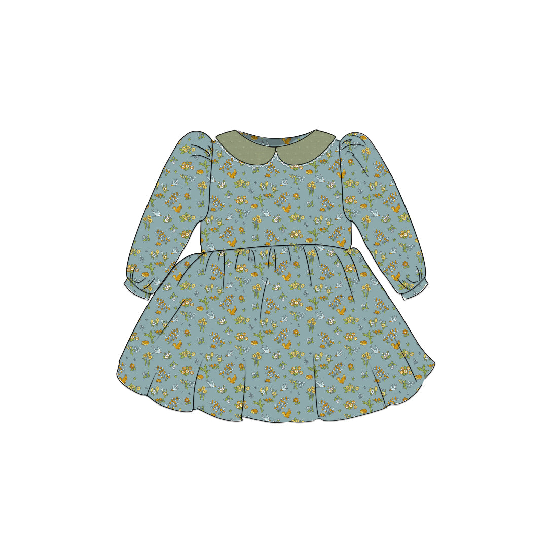 Misty Morning - Vintage Style Basque Dress