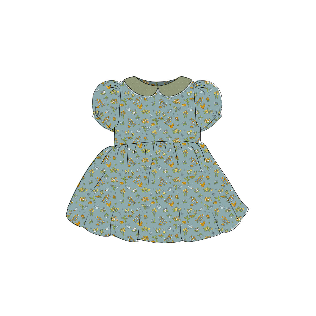 Misty Morning - Vintage Style Basque Dress