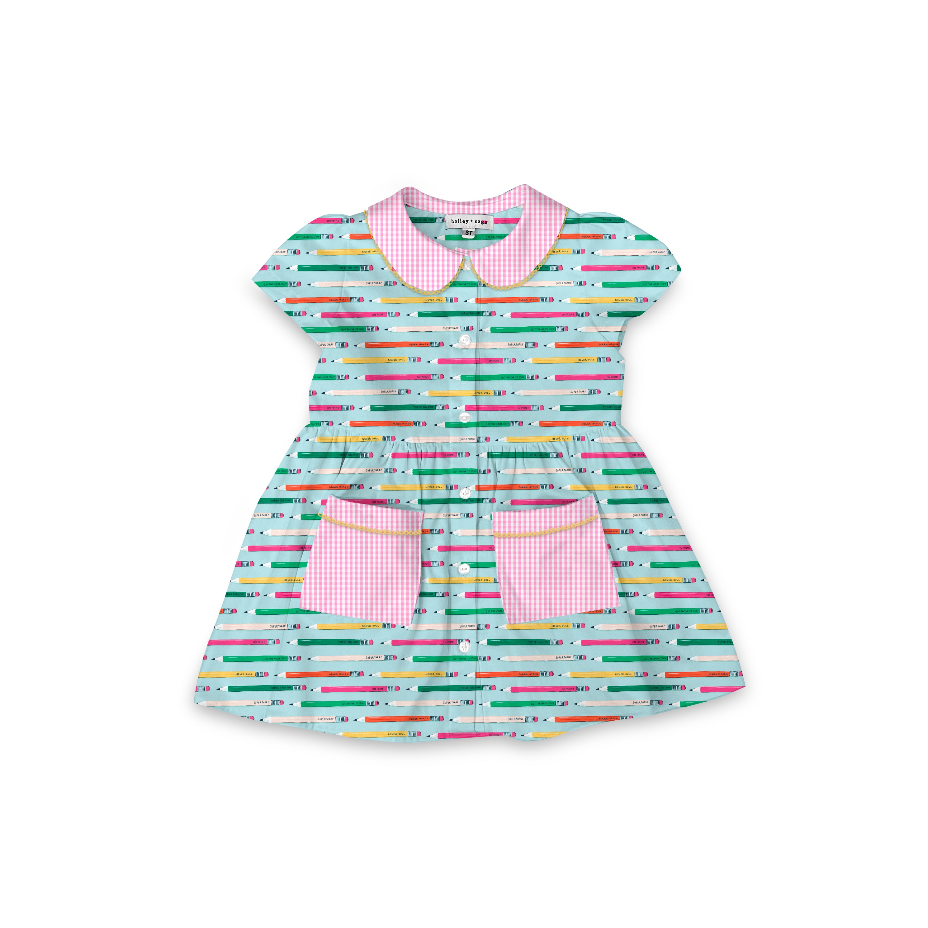 Pencils - Smock Collared Dress with Contrast Pockets and Collar