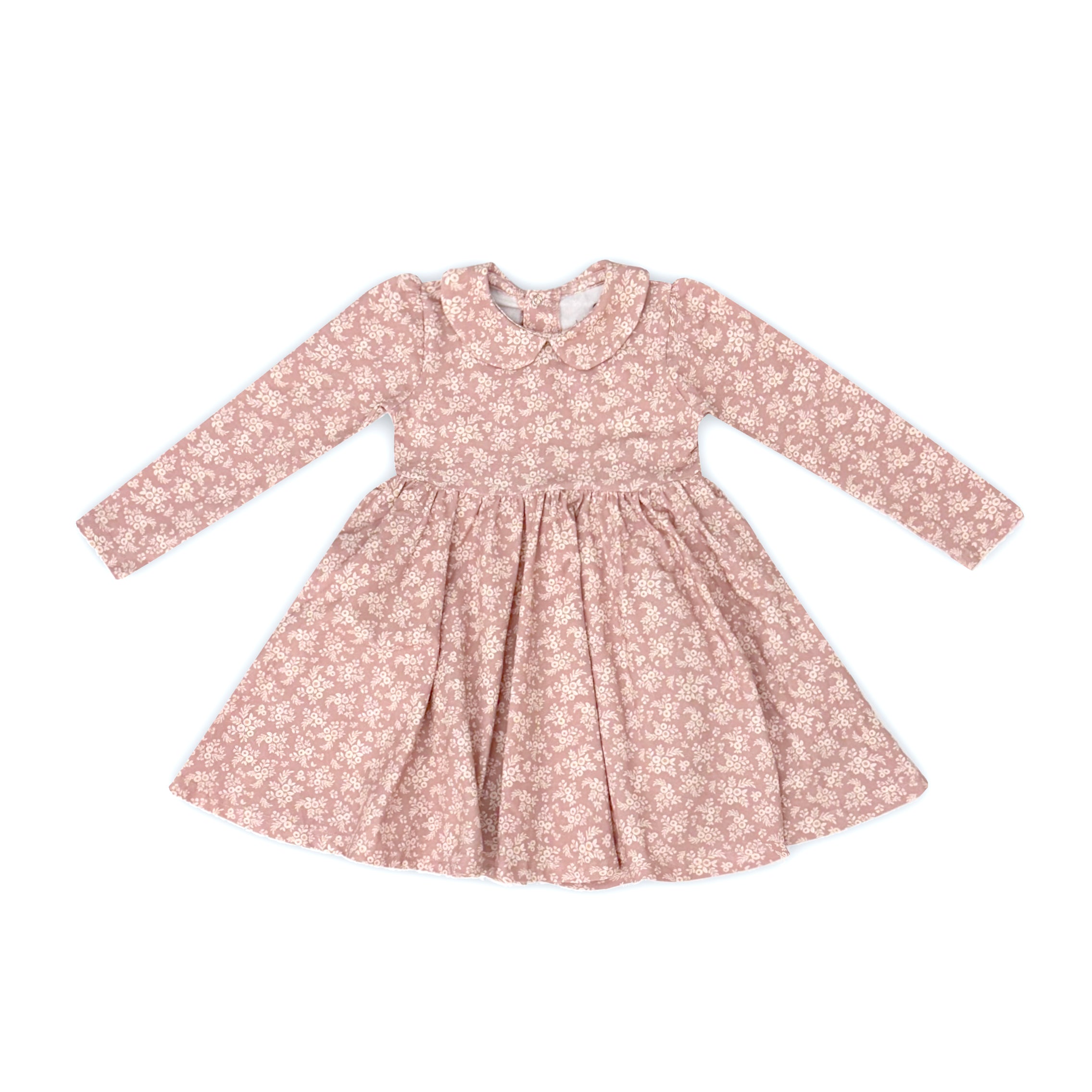 Jersey Peter Pan Dress in Mauve Floral