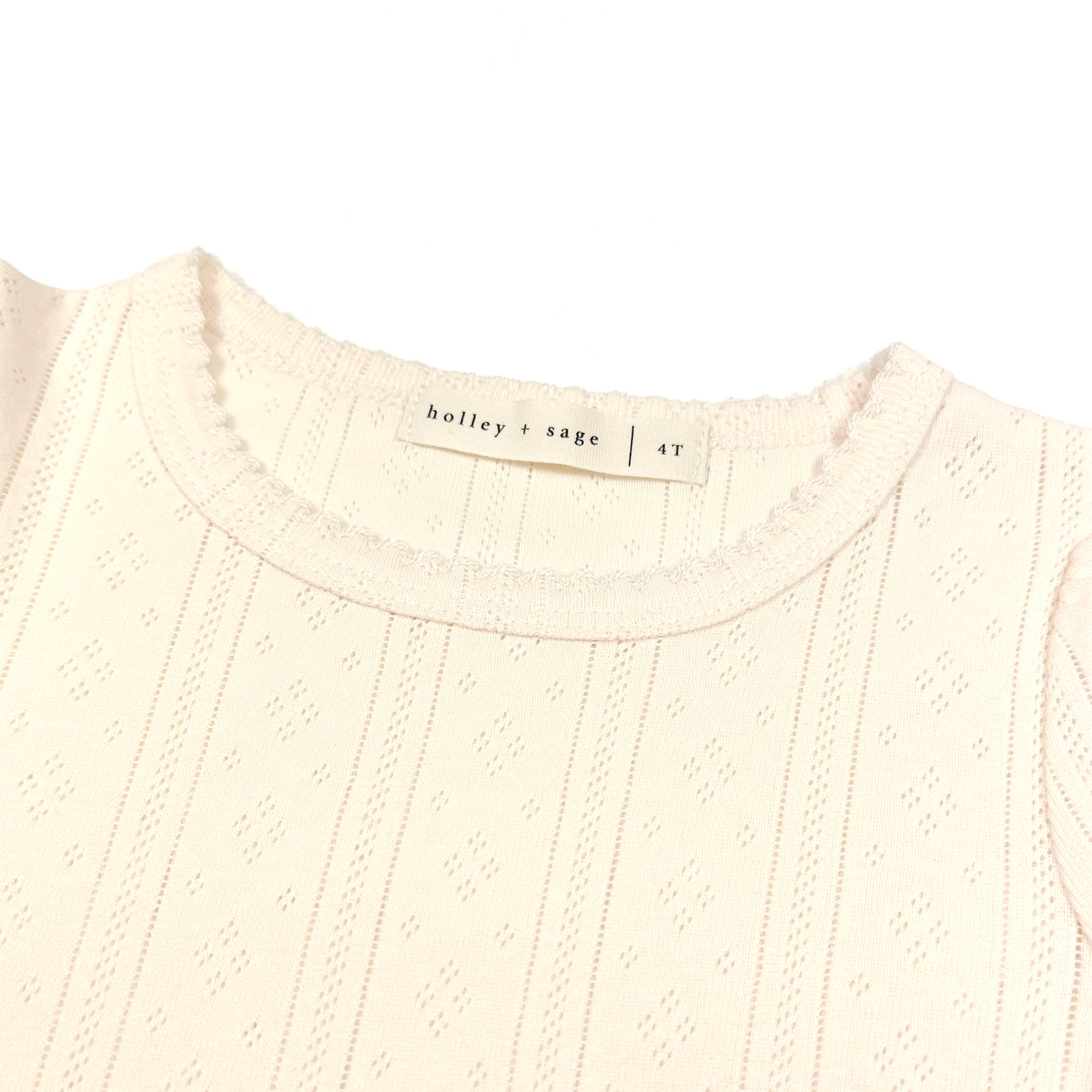 Pointelle Short Sleeve Tee in Vanilla