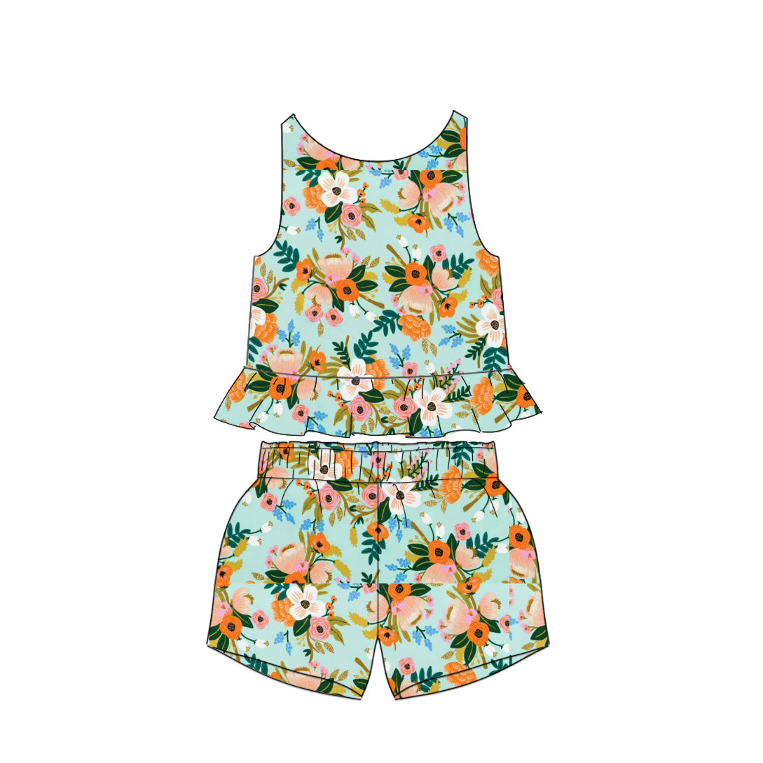 Mint Rayon - Ruffle Tank Set