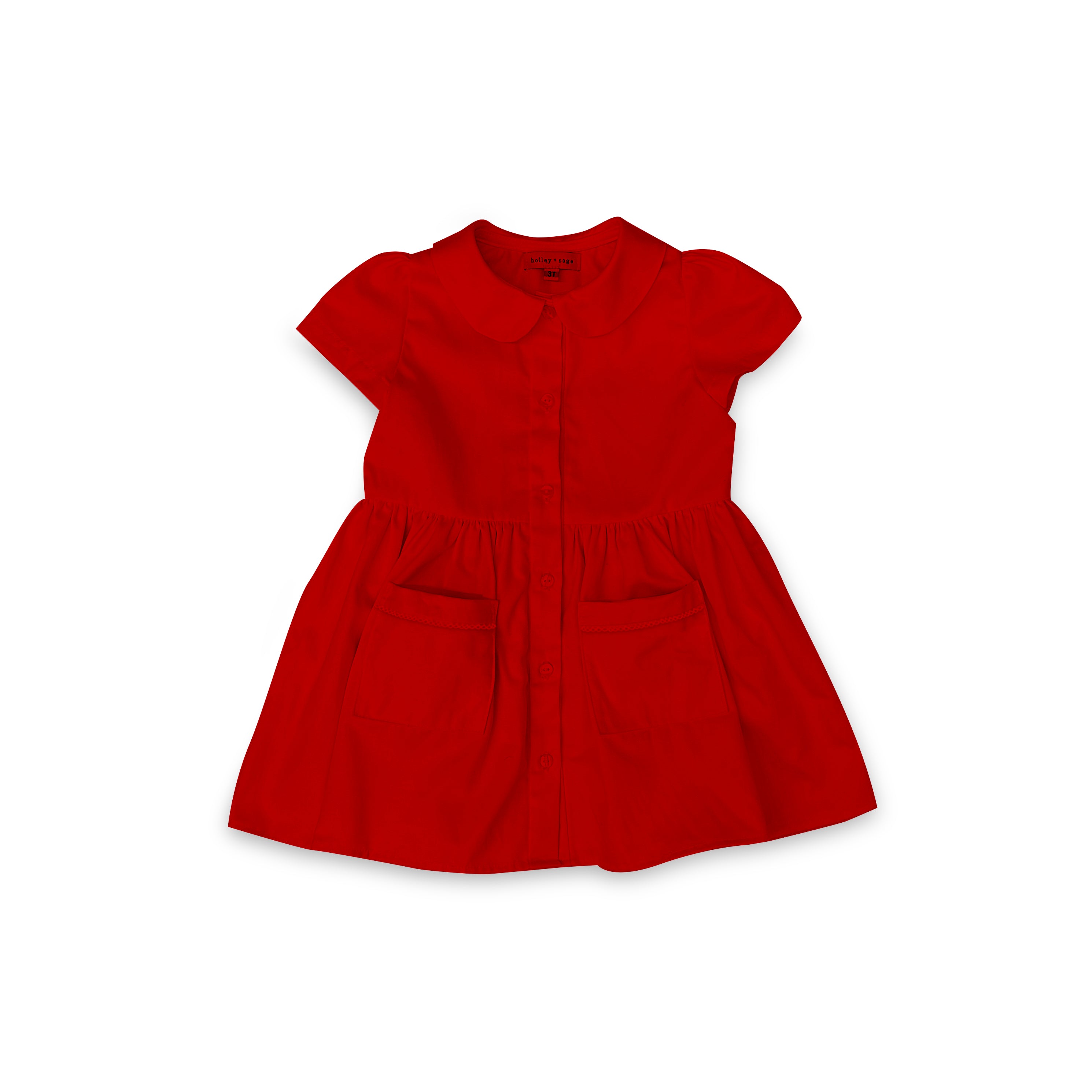 Red or Other Color Uniform - Smock Collared Dress