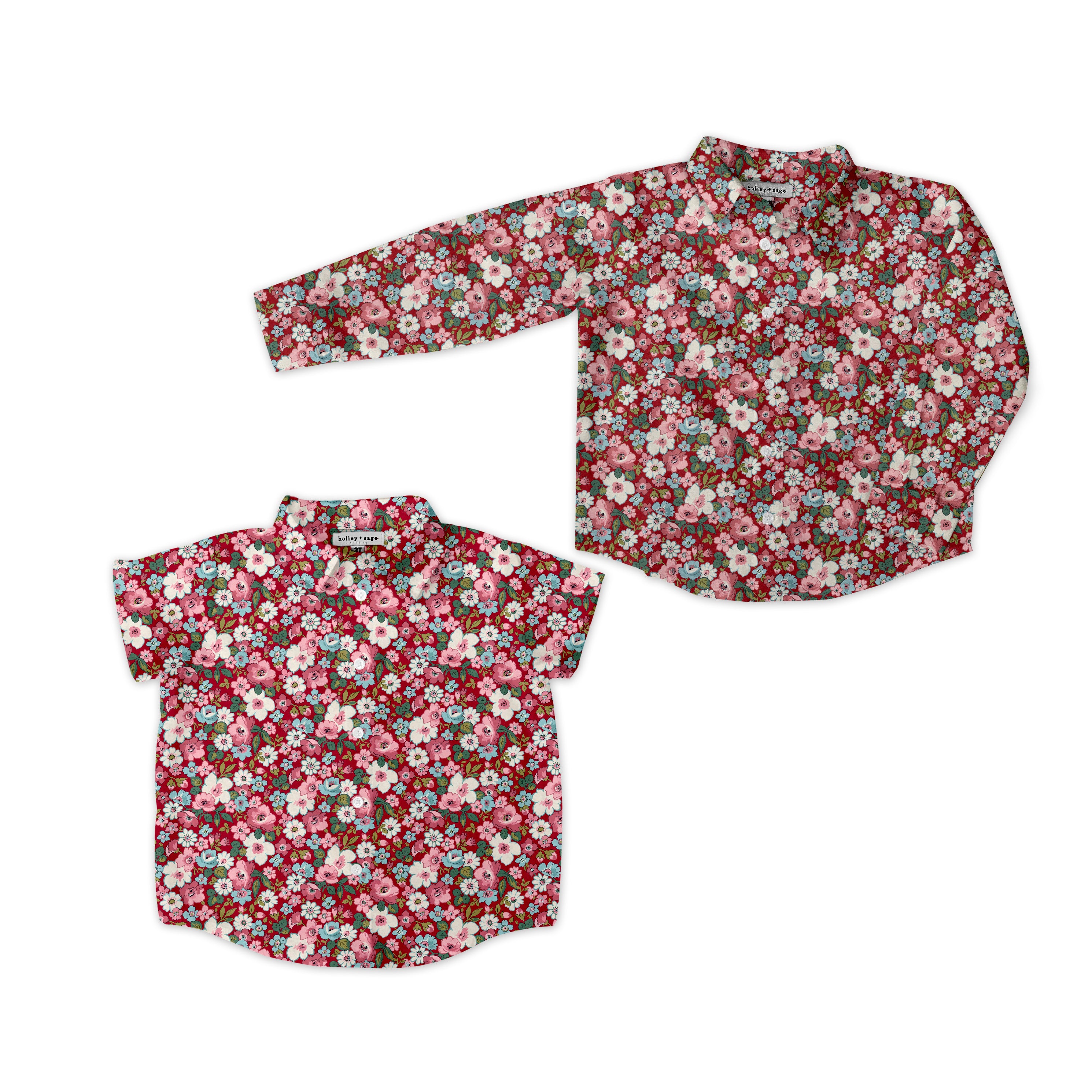 Red-Liberty-Floral - Button Up Shirt