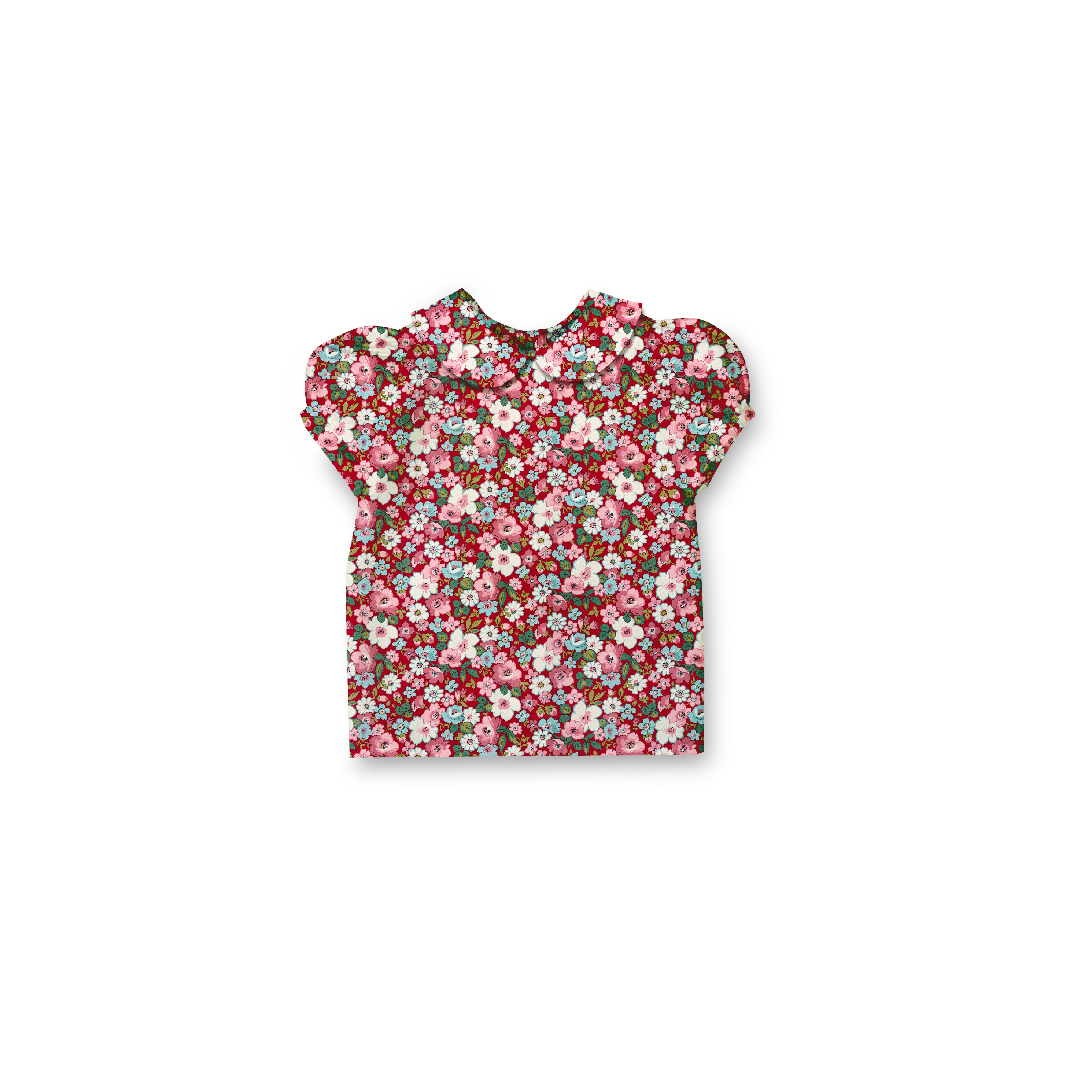 Red-Liberty-Floral - Puff Sleeve Blouse