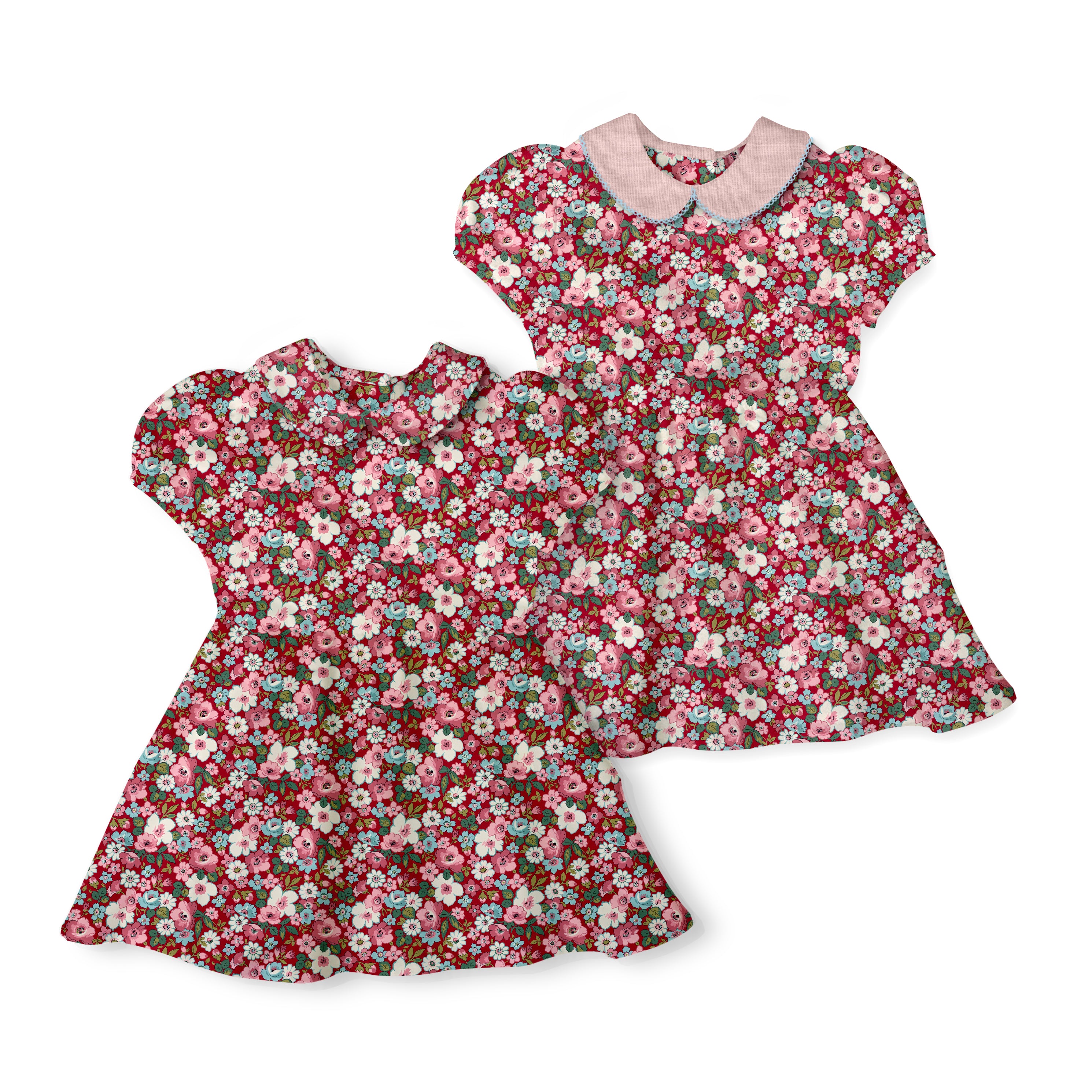 Red-Liberty-Floral - Vintage Style Basque Dress