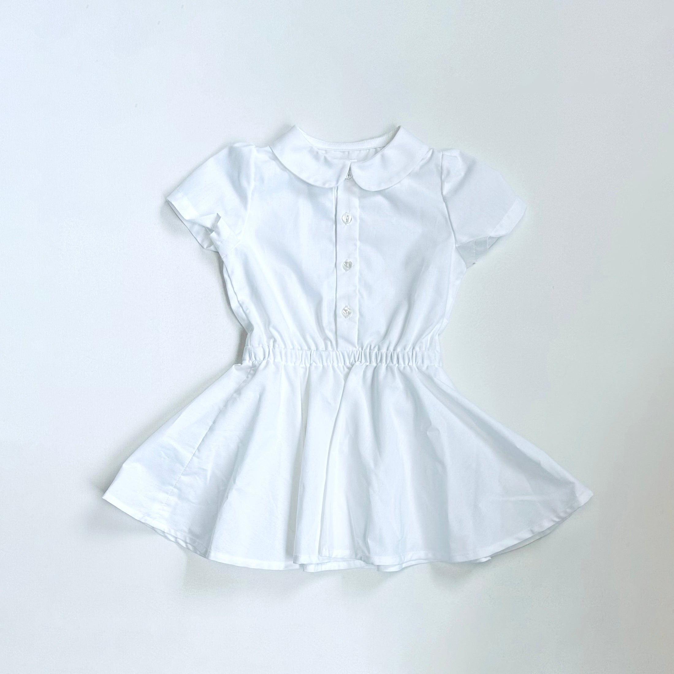 SAMPLE SALE, White Button Front Twirl / Short Sleeves, 3T