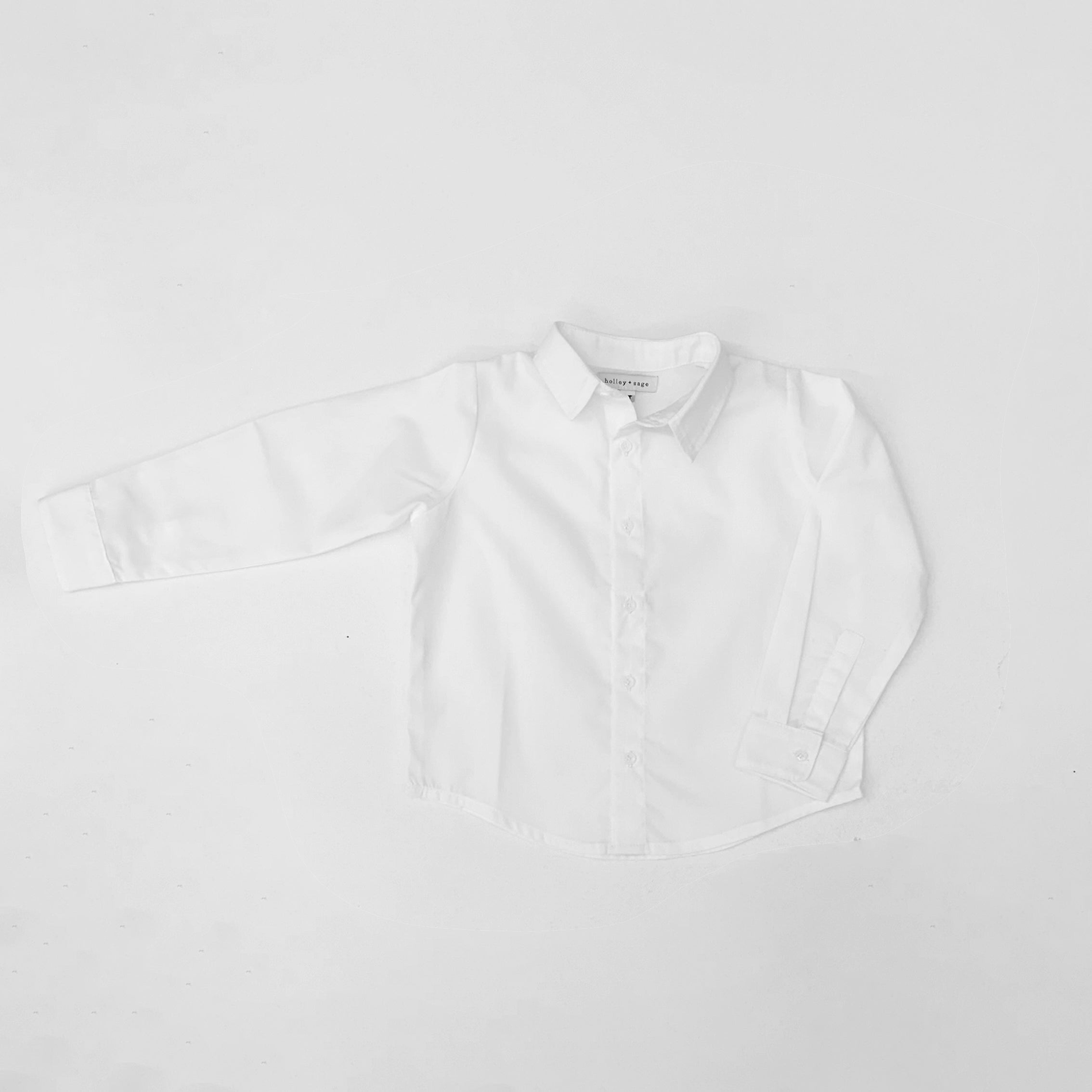 SAMPLE SALE, White Button Up Shirt, Long Sleeves, 3T