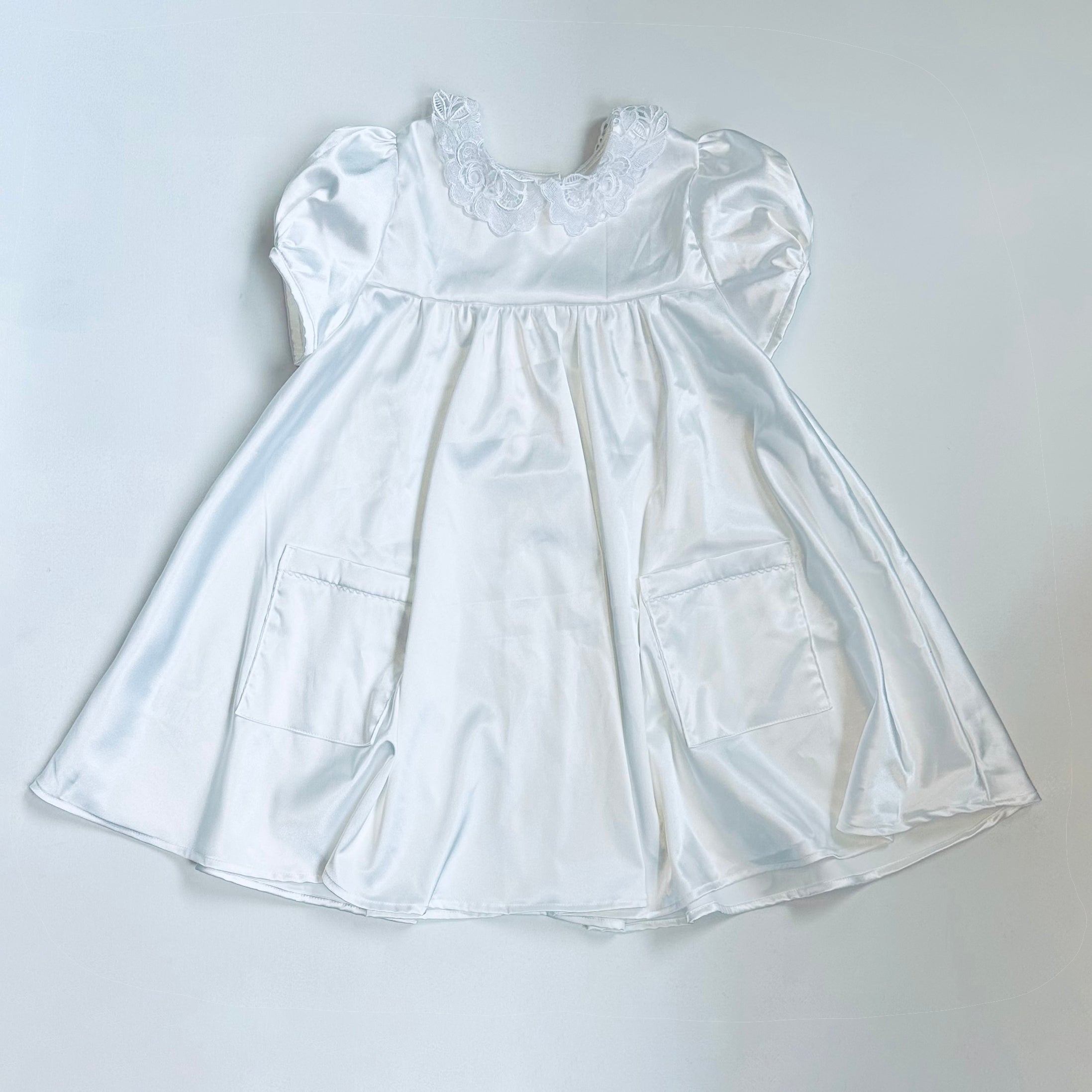 SAMPLE SALE, Satin Swing Dress with Lace Collar, 10