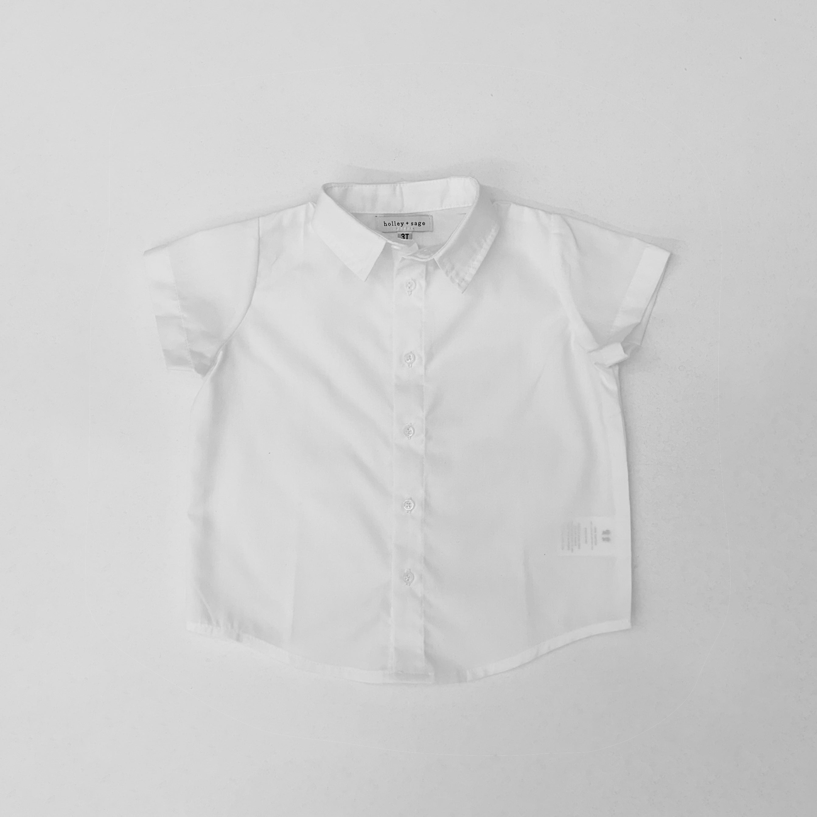 SAMPLE SALE, White Button Up Shirt, Short Sleeves, 3T