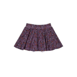 Jersey Skirt with Attached Ruffle Bloomers/Shorts in Plum Floral