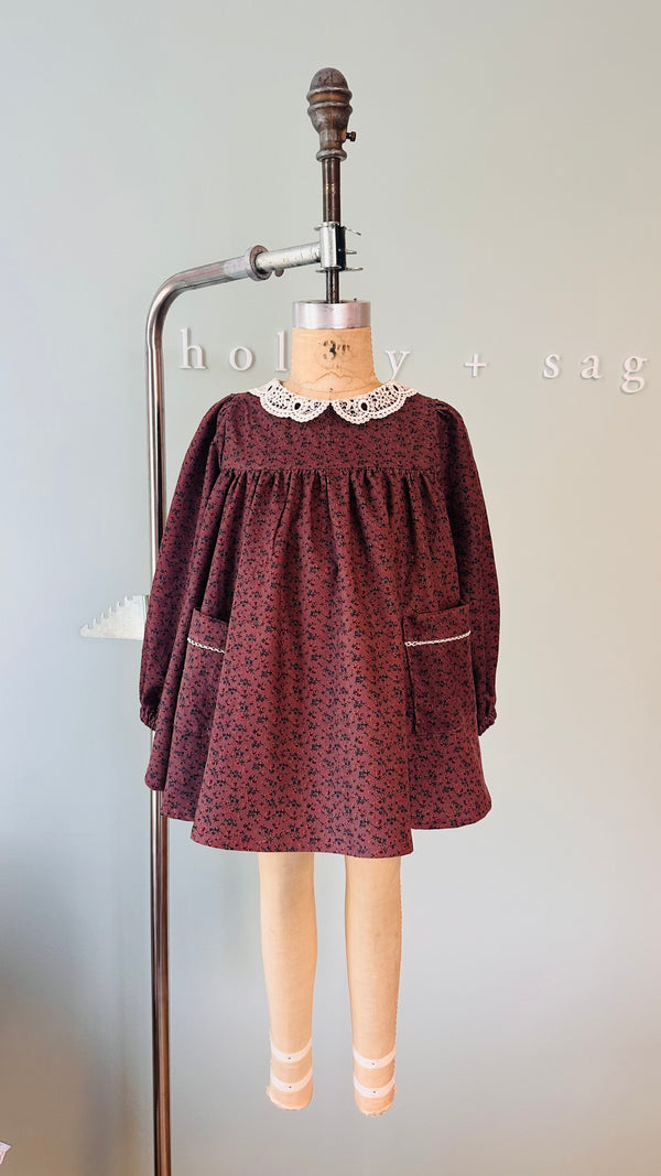 Vintage Doll Style Dress in Mini Floral Corduroy