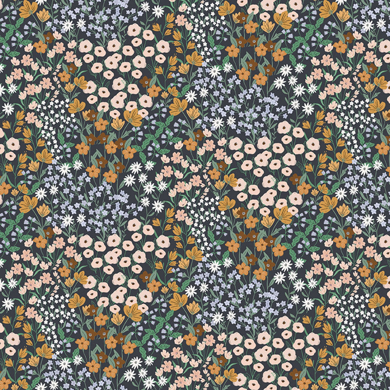 Charcoal Flower Field - Tea Dress