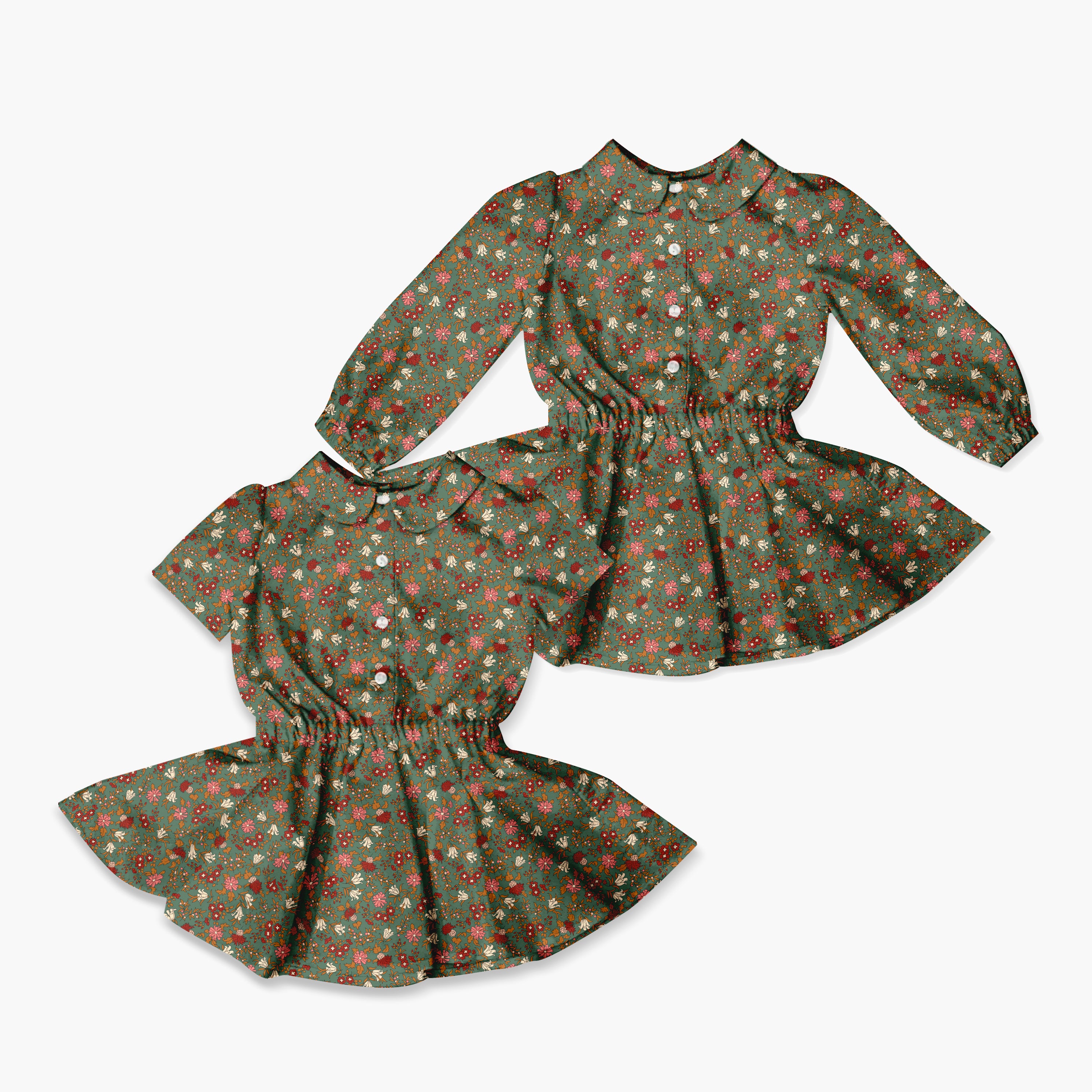 Autumn Berries - Button Front Twirl Dress