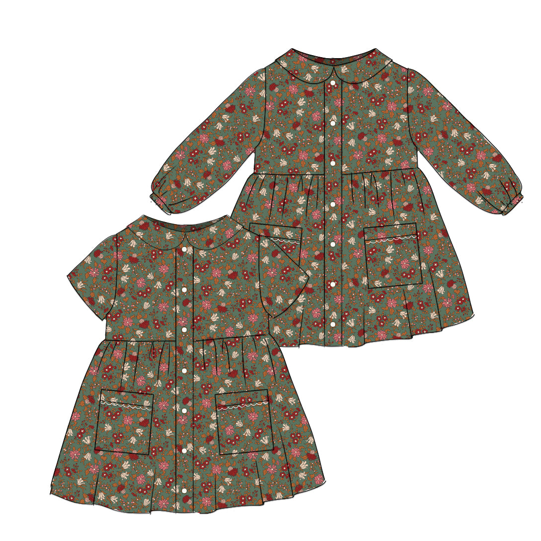 Autumn Berries - Smock Collared Dress