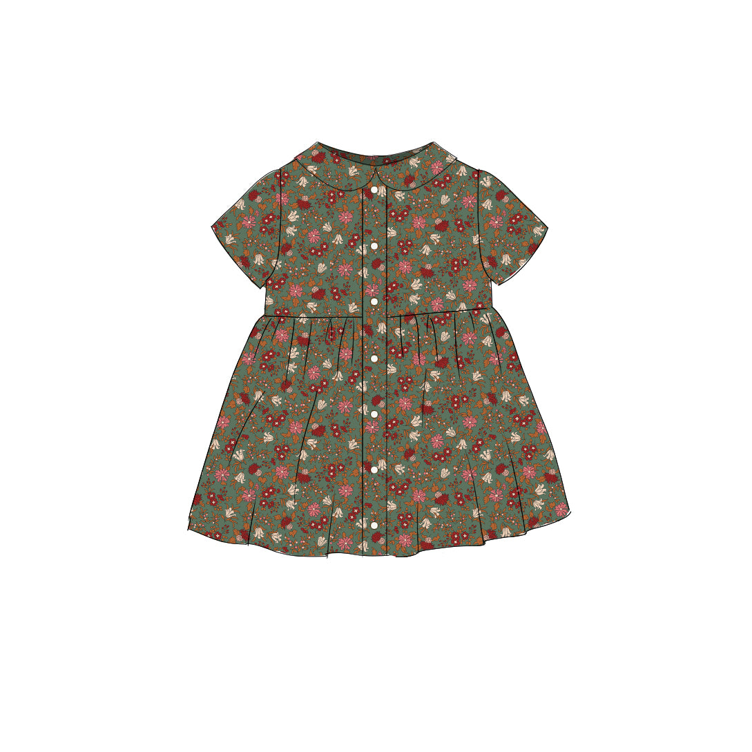 Autumn Berries - Smock Collared Dress