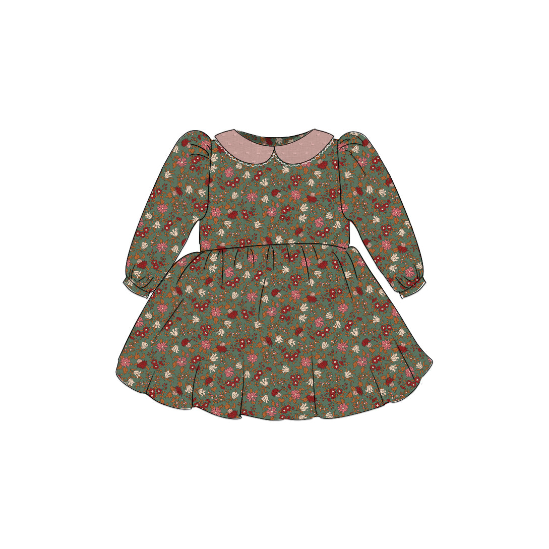 Autumn Berries - Vintage Style Basque Dress